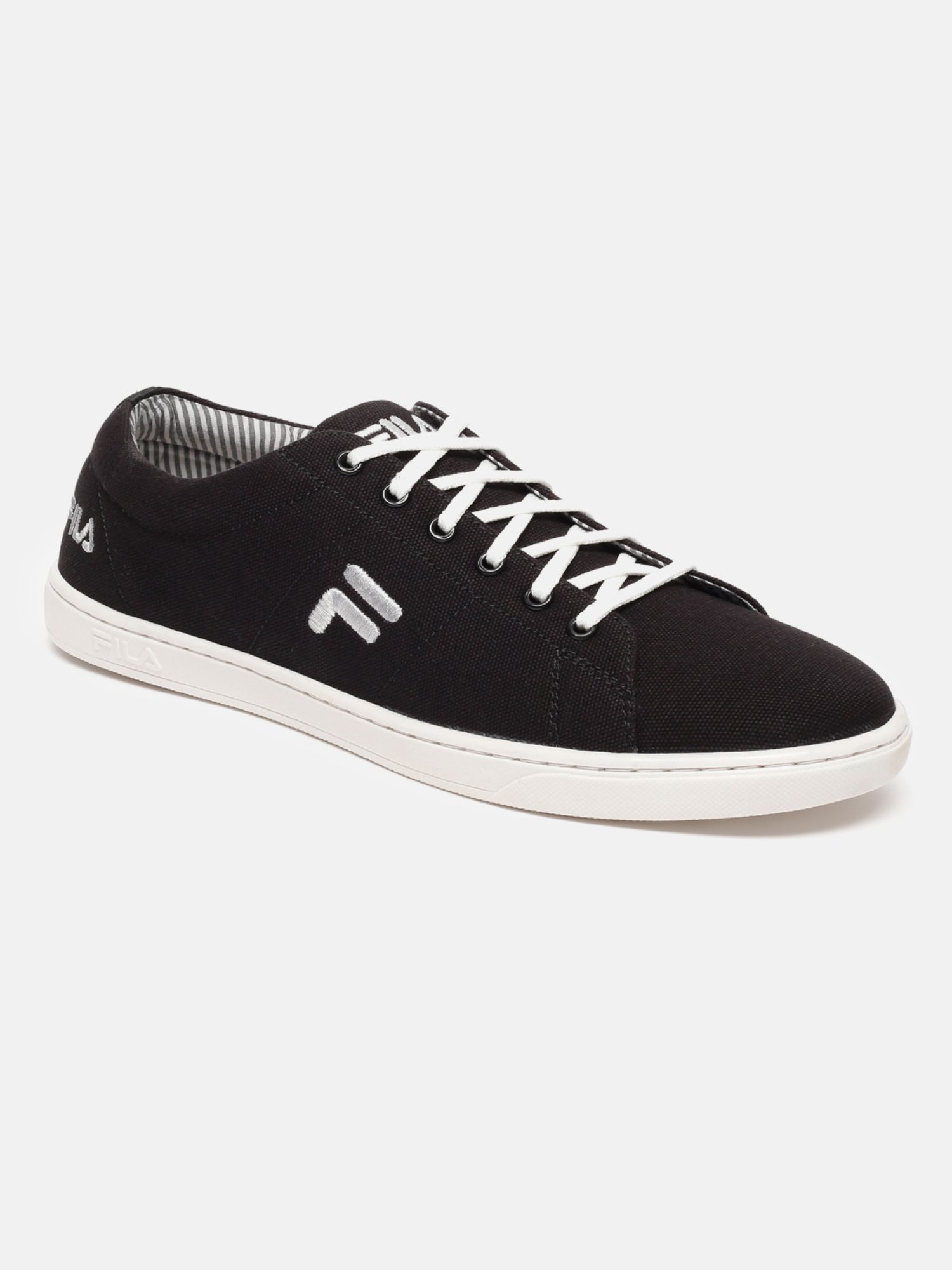 Fila black canvas shoes discount