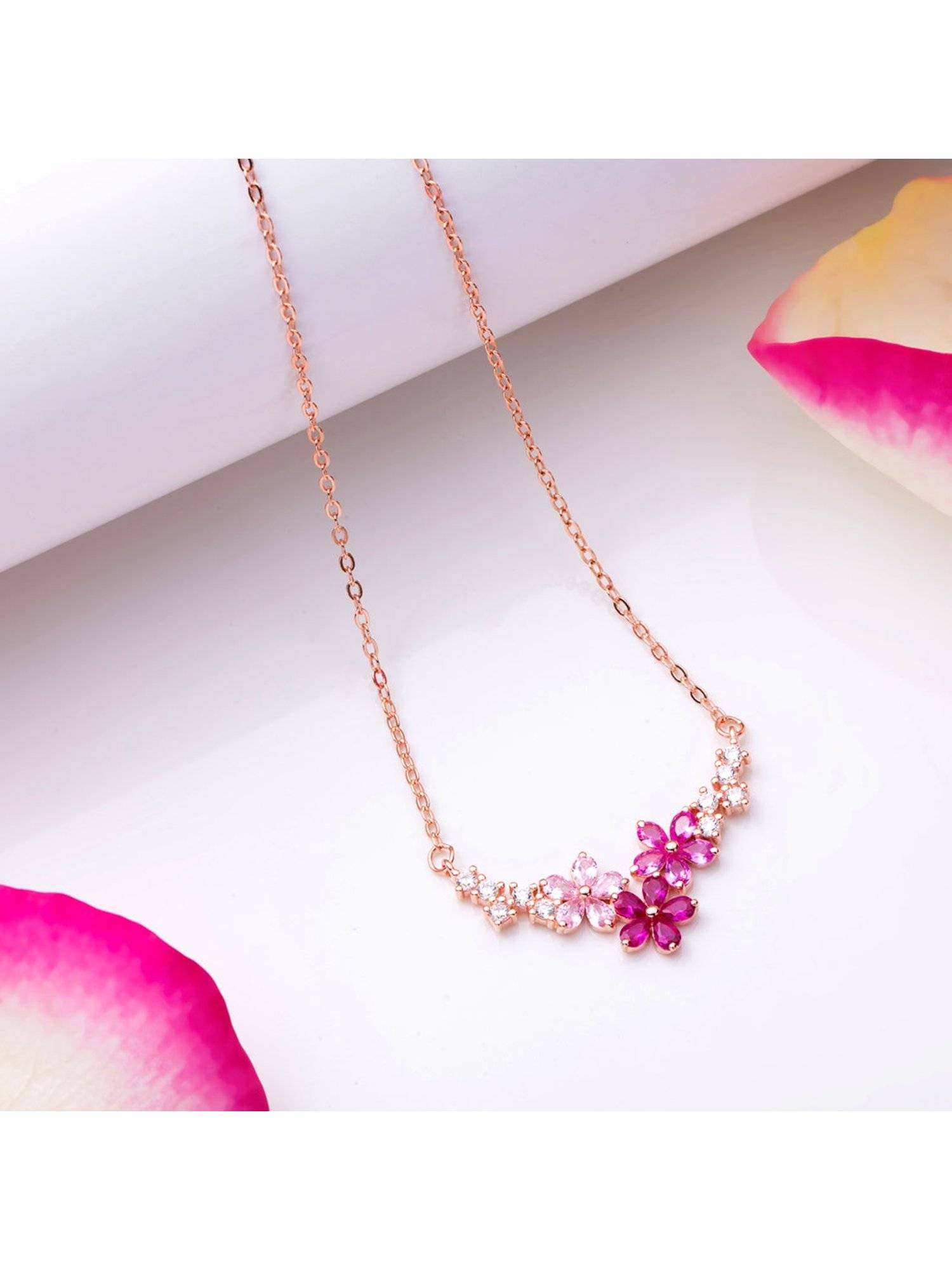 Zavya Golden Blossom 925 Sterling Silver Gold-Plated Flower Necklace