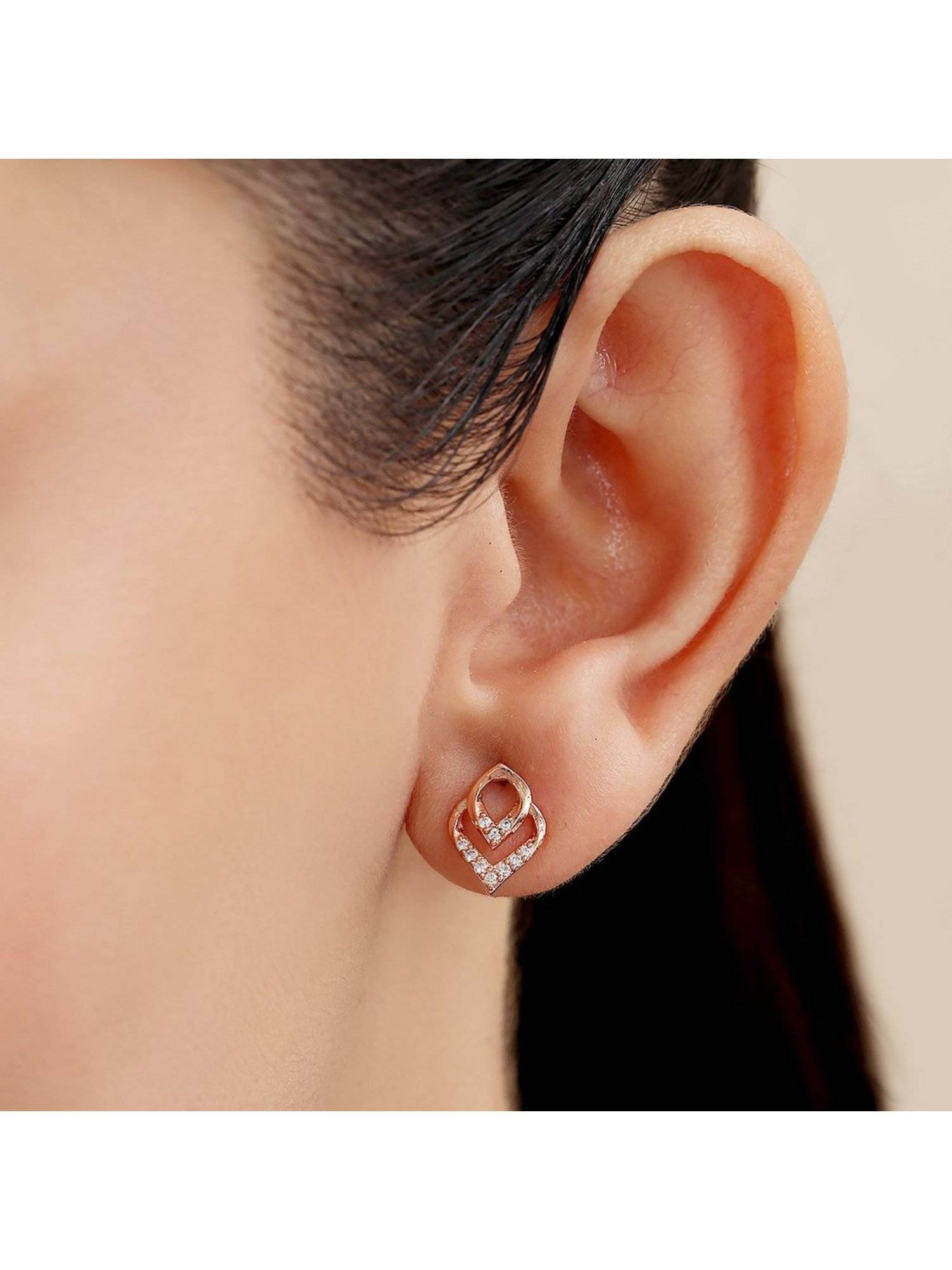 Zavya Graceful Shapes Rose Gold Plated 925 Sterling Silver Earrings