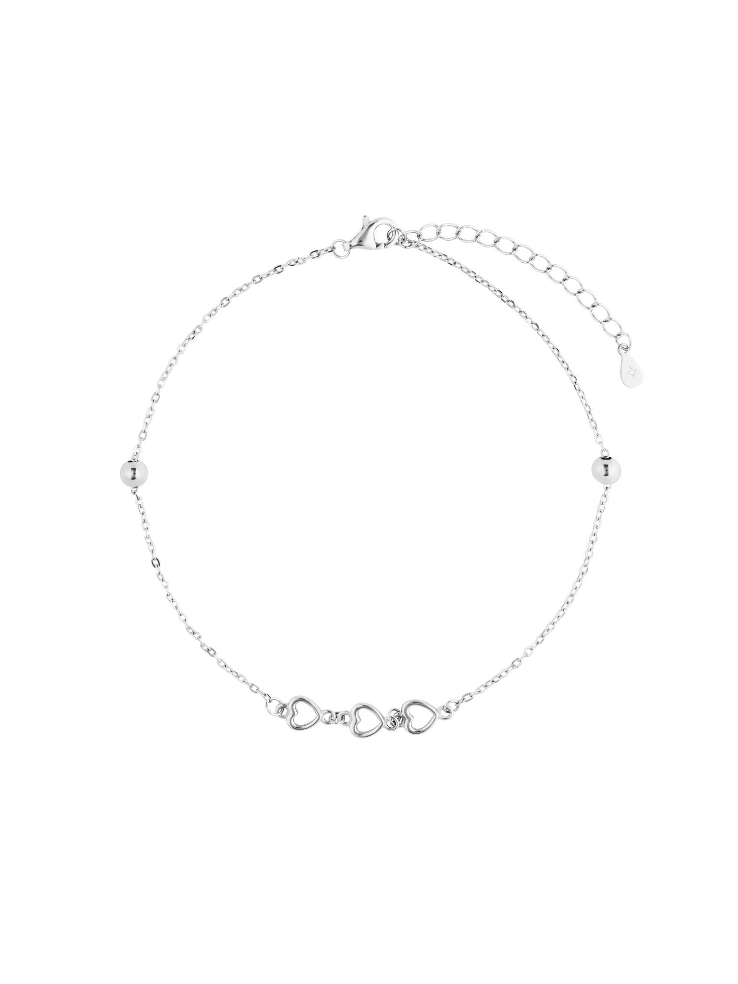 Nistra 925 Sterling Silver Triple Heart Anklet