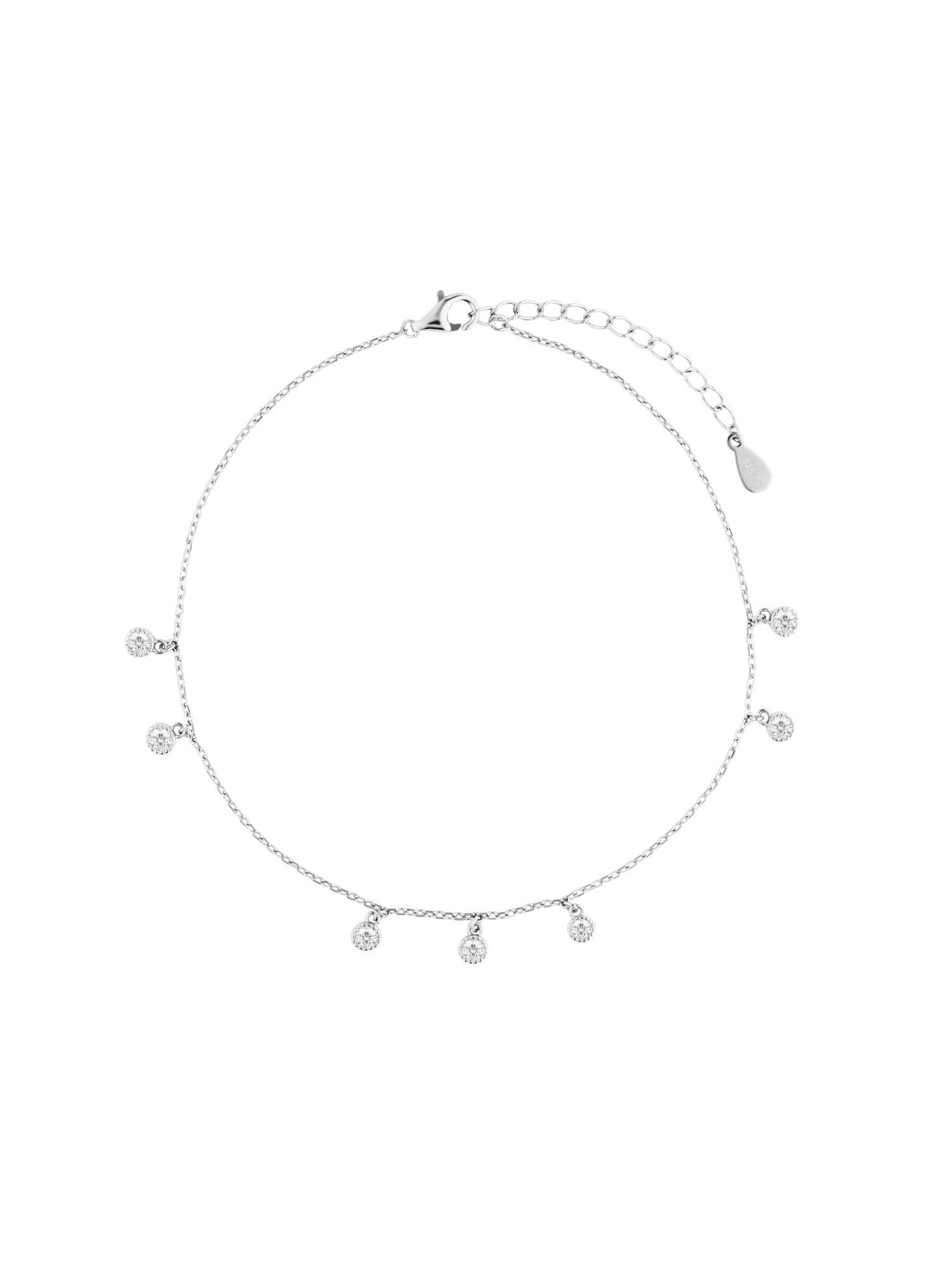 Nistra 925 Sterling Silver Shimmer Drop Anklet