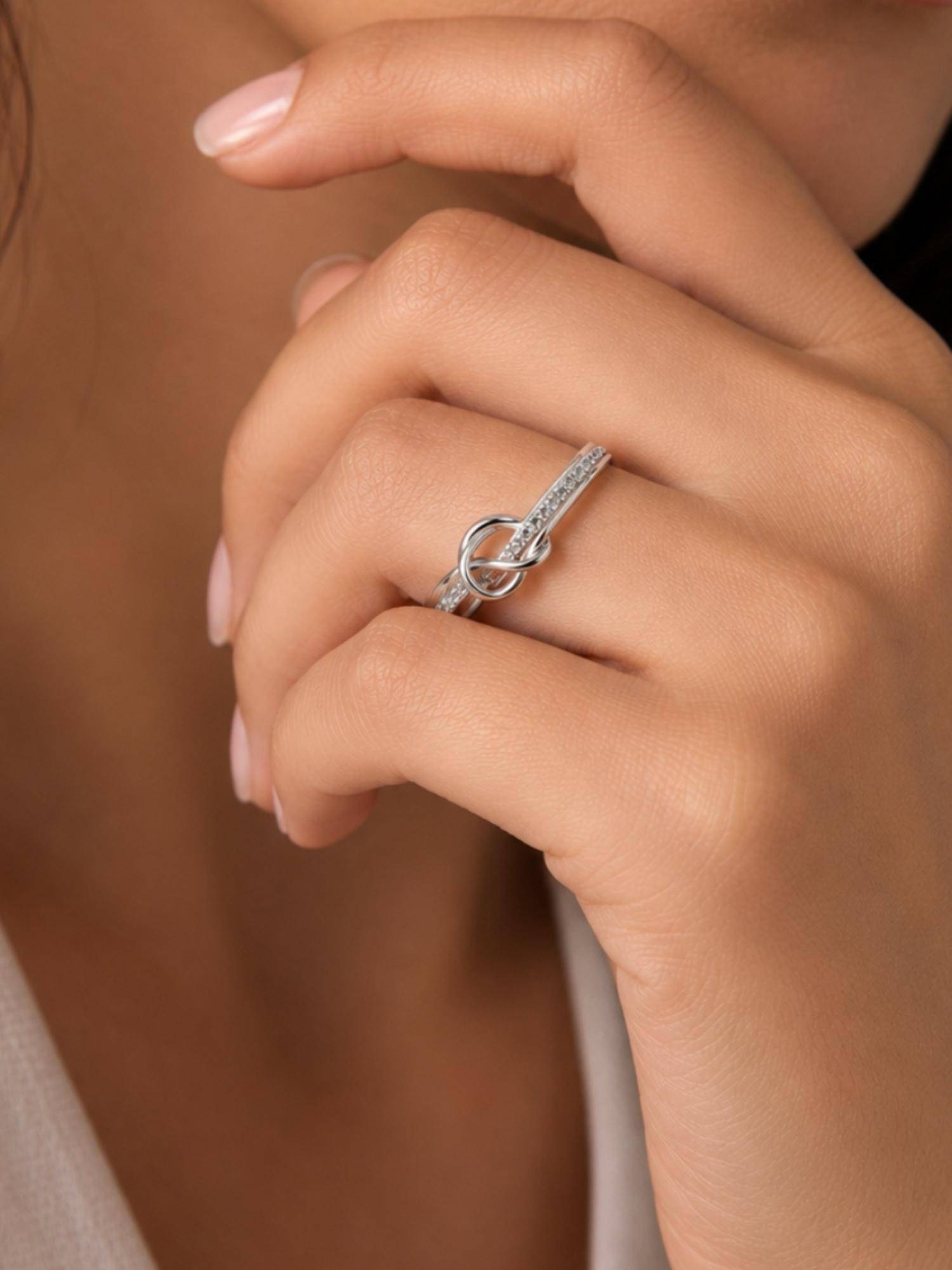 Axora Life 925 Sterling Silver Cz Infinity Knot Adjustable Ring