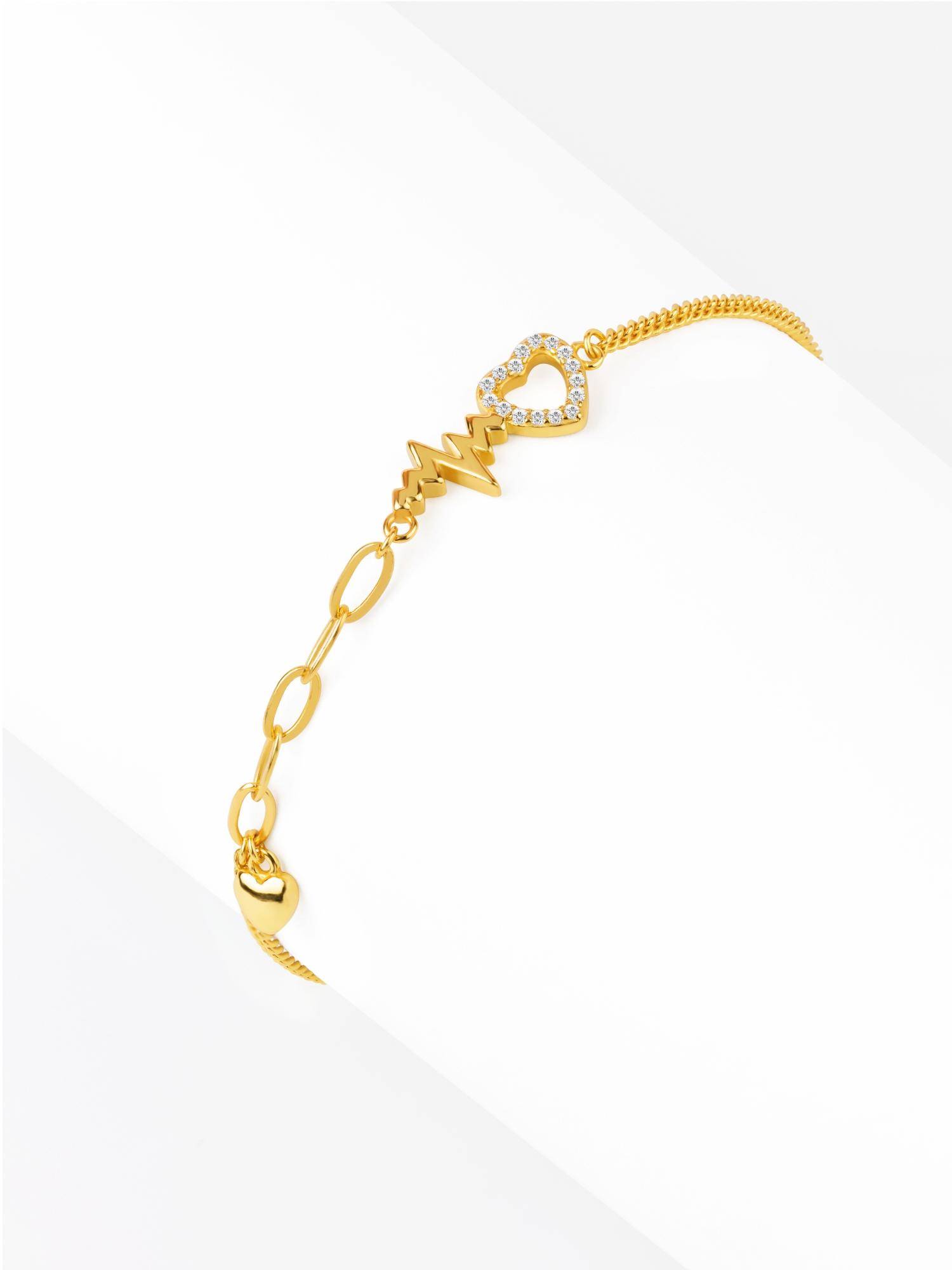 Nistra 925 Sterling Silver Heart Rhythm Charm Bracelet