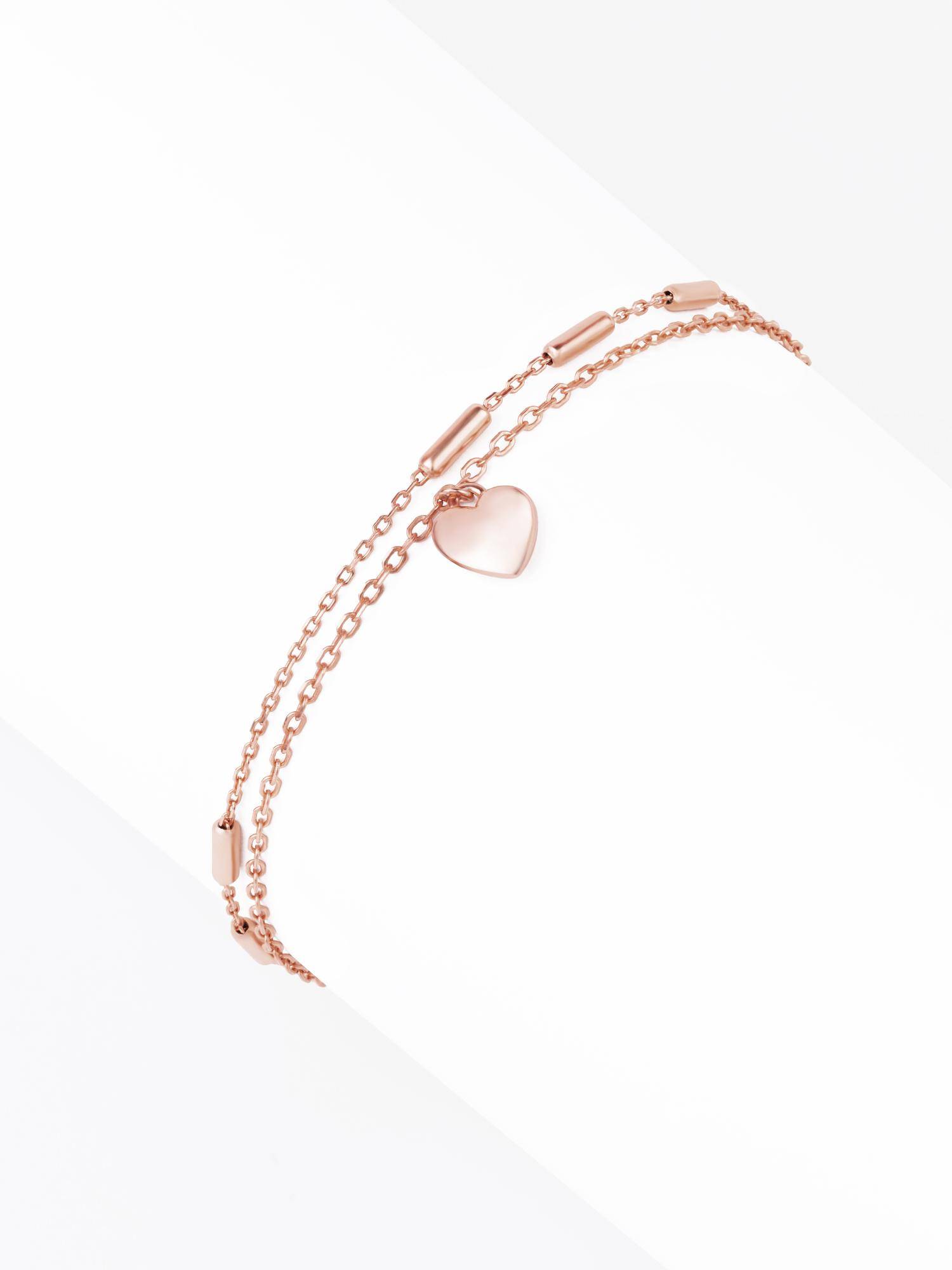Nistra 925 Sterling Silver Heart Charm Layered Bracelet