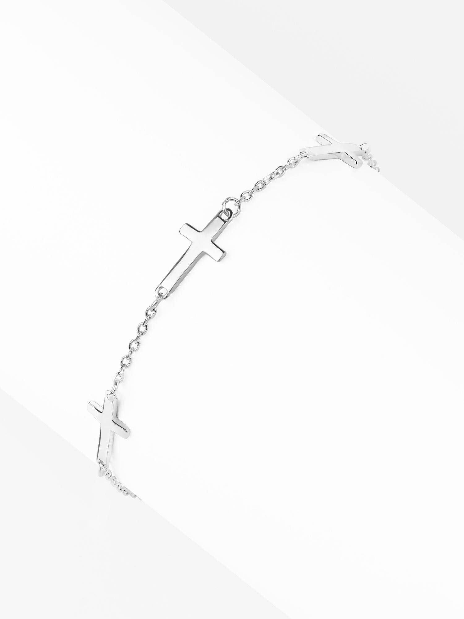 Nistra 925 Sterling Silver Faith and Grace Cross Bracelet