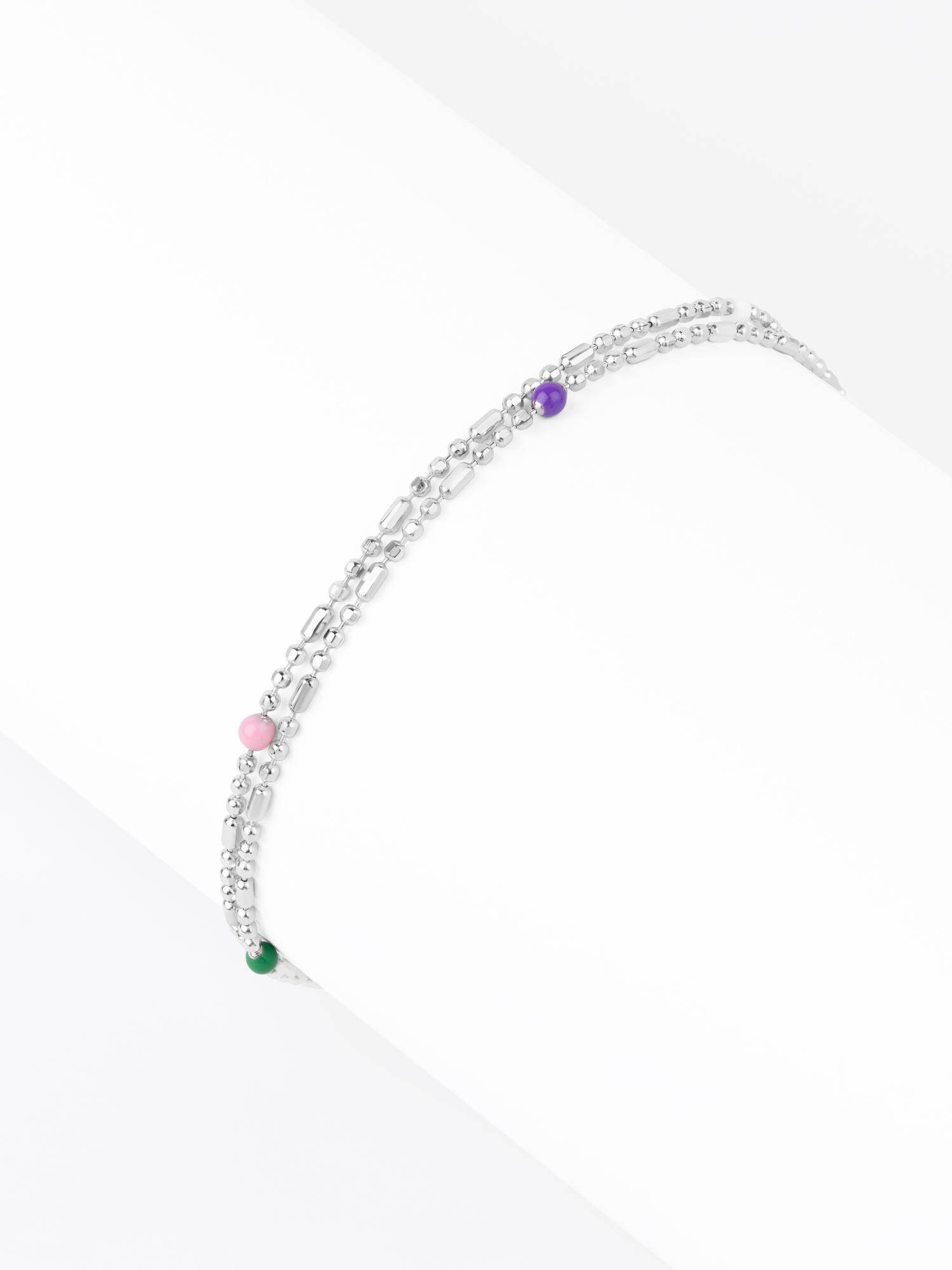 Nistra 925 Sterling Silver Colour Pop Layered Bracelet