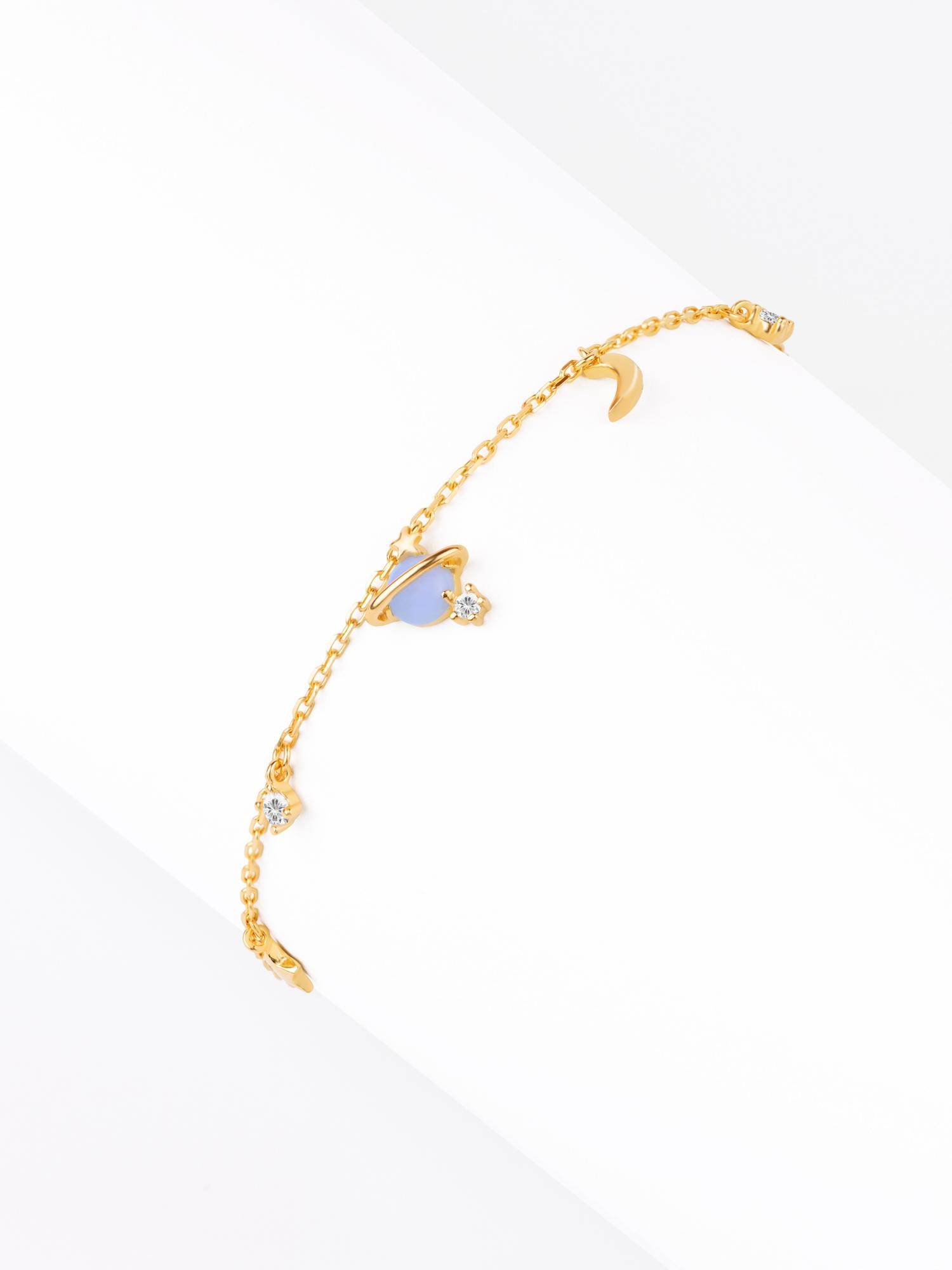 Nistra 925 Sterling Silver Galaxy Charms Dainty Bracelet