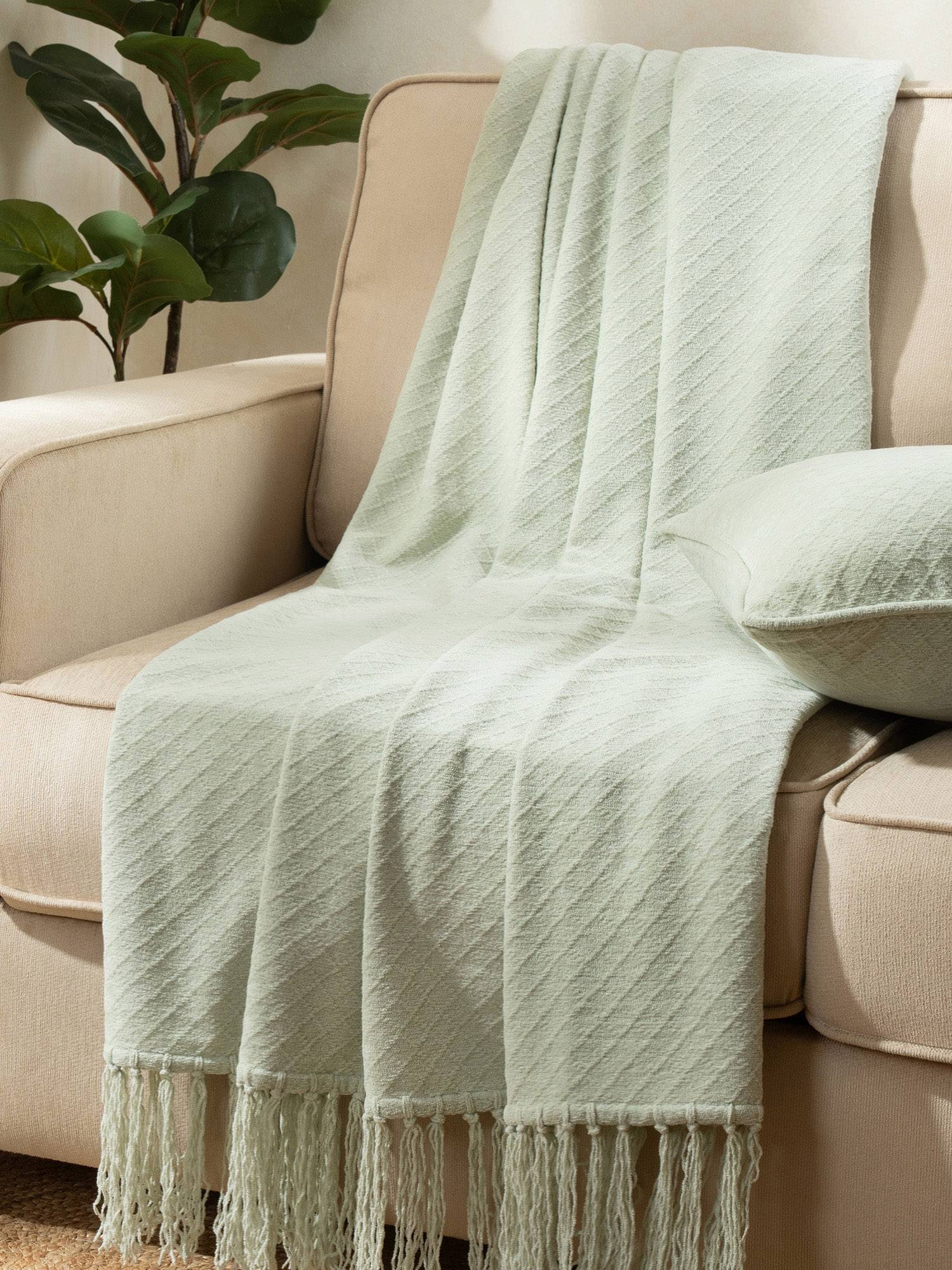Maspar 100% Cotton 256 Gsm Throw Blanket For Sofa Bed Living Room Bedroom