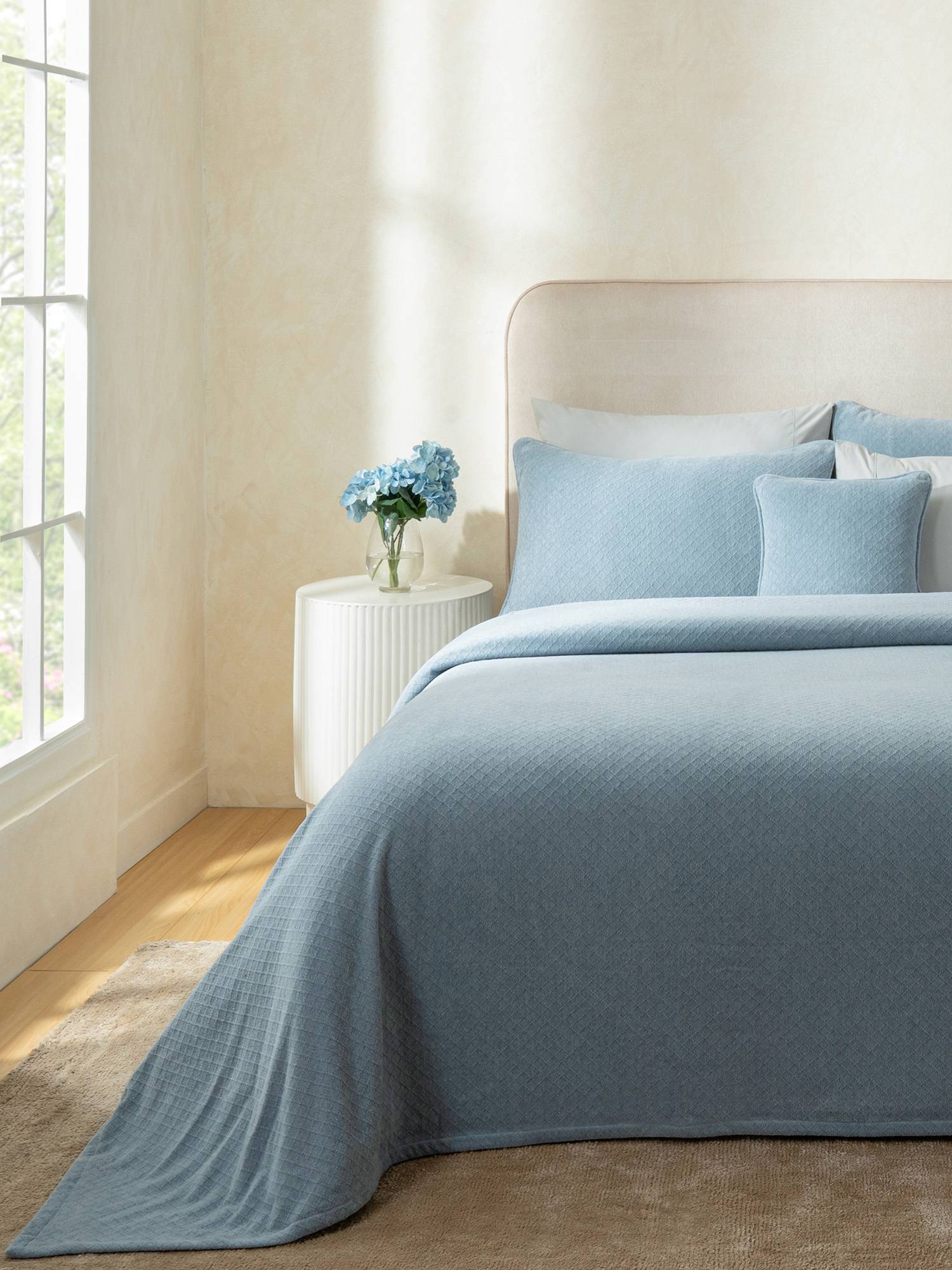Maspar Double Bed Pure Cotton Solid 256 Gsm Bed Cover