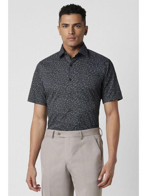Buy Van Heusen Men Grey Printed Half Sleeves Regular Fit Formal