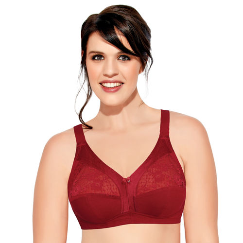 Buy Enamor A014 M-Frame Contouring Full Support Bra Supima Cotton  Non-Padded Wirefree - Red (34DD) Online