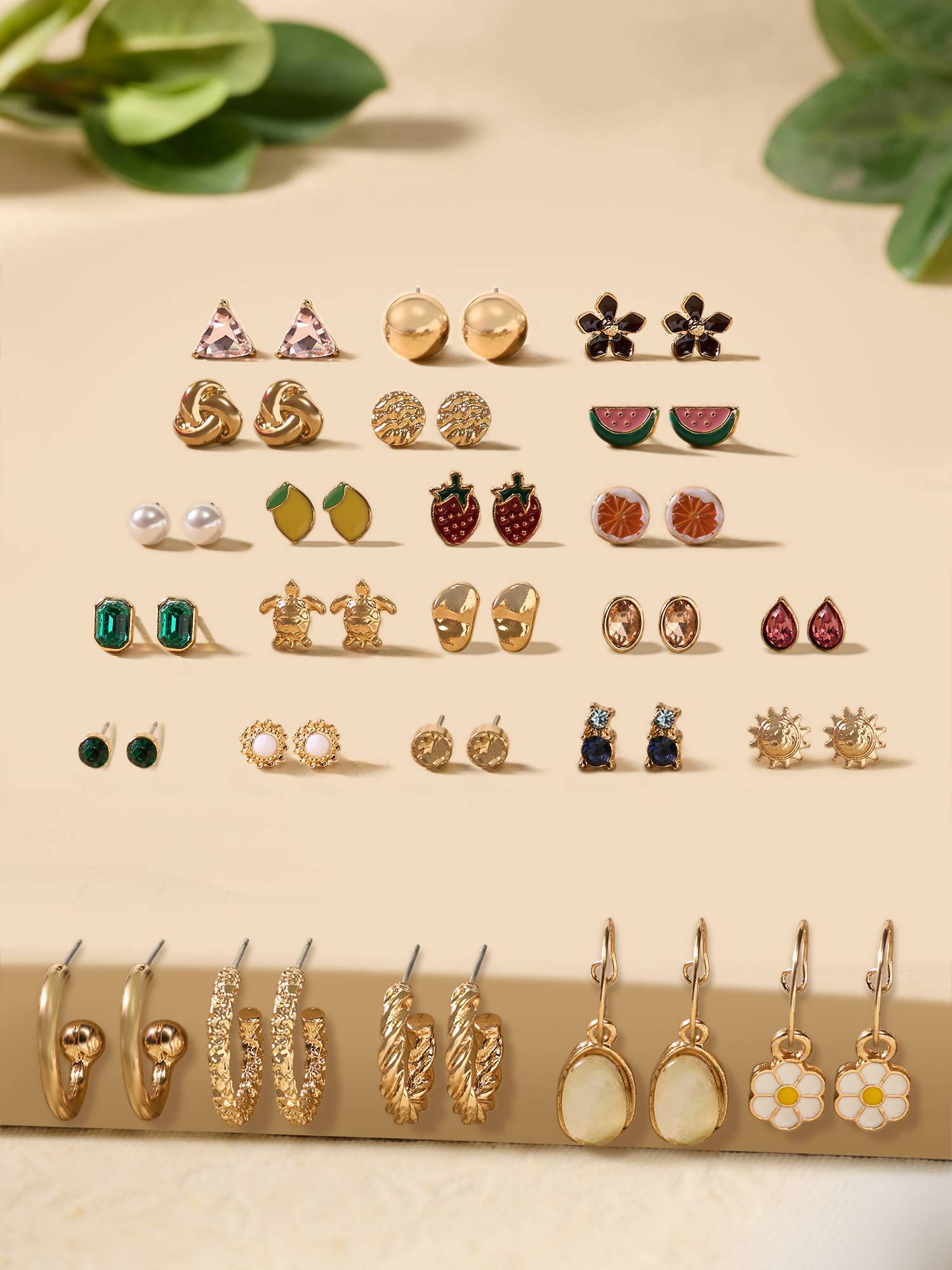 Zaveri Pearls Combo of 25 Multi-Color Minimal Studs and Hoop Earrings