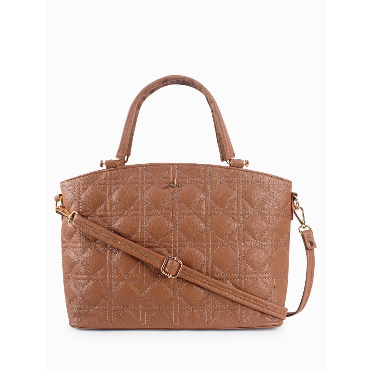 Yelloe Beige Spacious Quilted Hand Bag