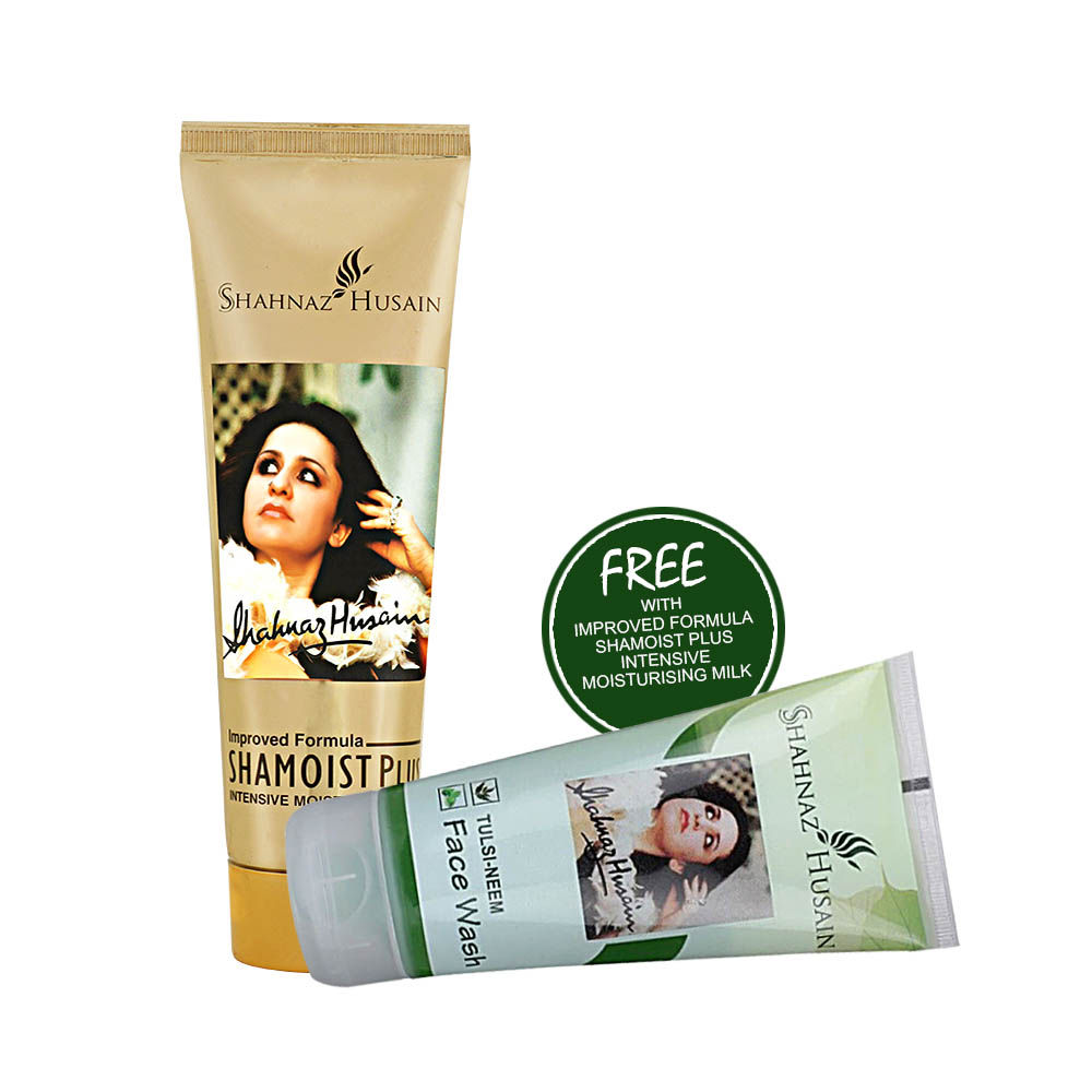 Shahnaz Husain Improved Formula Shamoist Plus Intensive Moisturising Milk With Free Gift Tulsi-Neem Face Wash