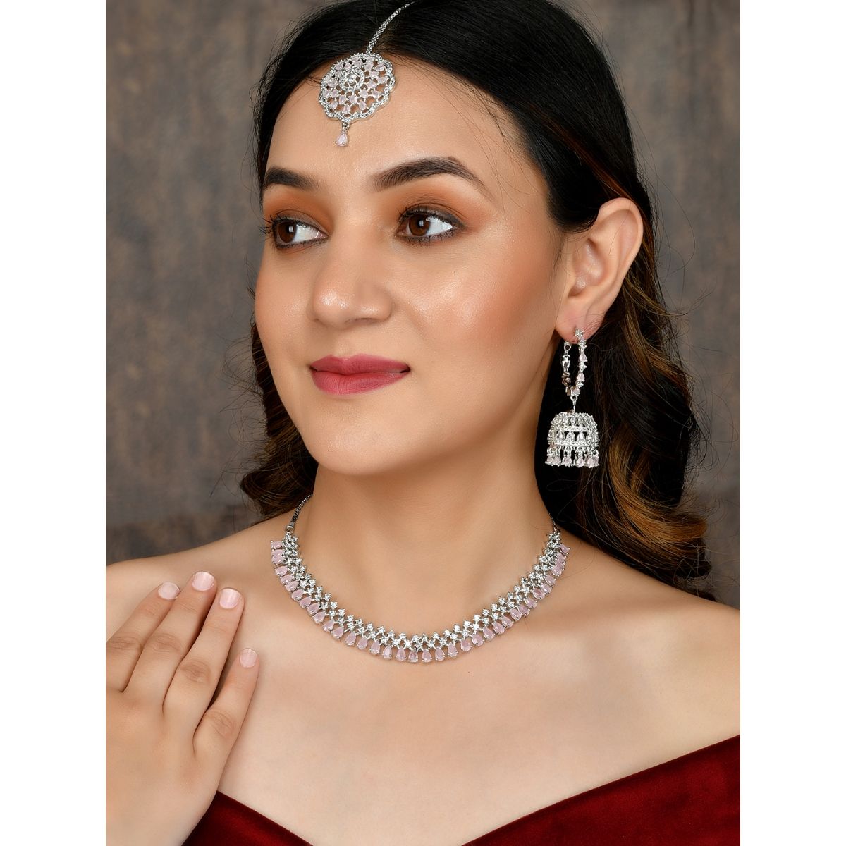 Silvermerc Designs Ethnic American Diamond Jewellery Set for Women Buy