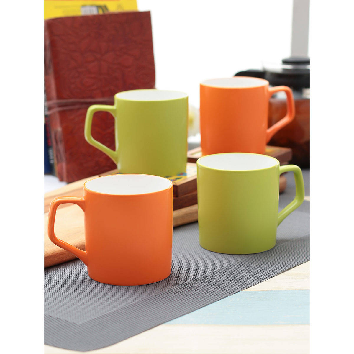 CLAY CRAFT Fine Ceramic Coffee & Tea Mugs, 240ml, Set of 4