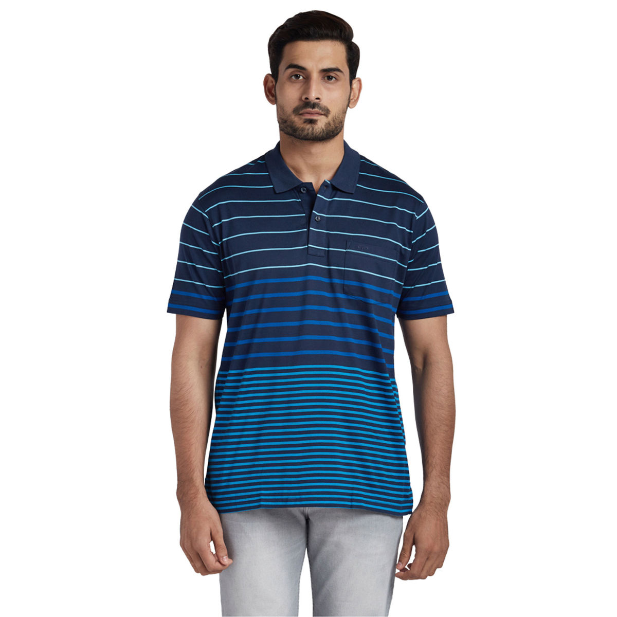 ColorPlus Navy Blue Striped T-Shirt (M)