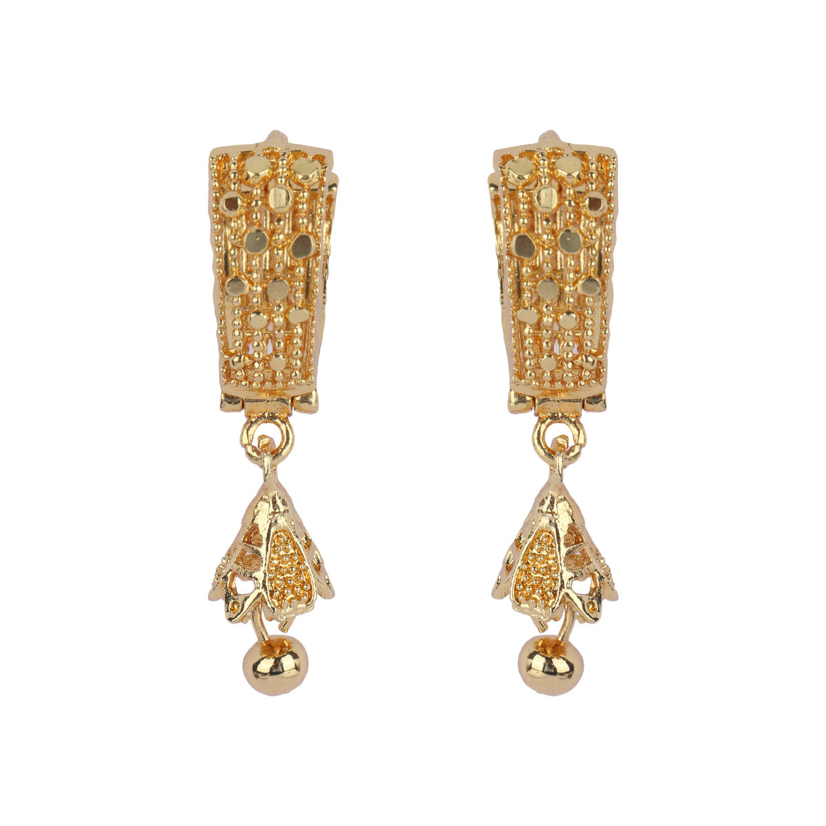 Anika's Creations Gold Plated Pearl Studed Ethnic Jhumka Earring: Buy ...