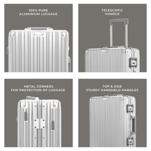 Buy EUME 100% Aluminium Check-In Small Luggage 50 Cm Silver with
