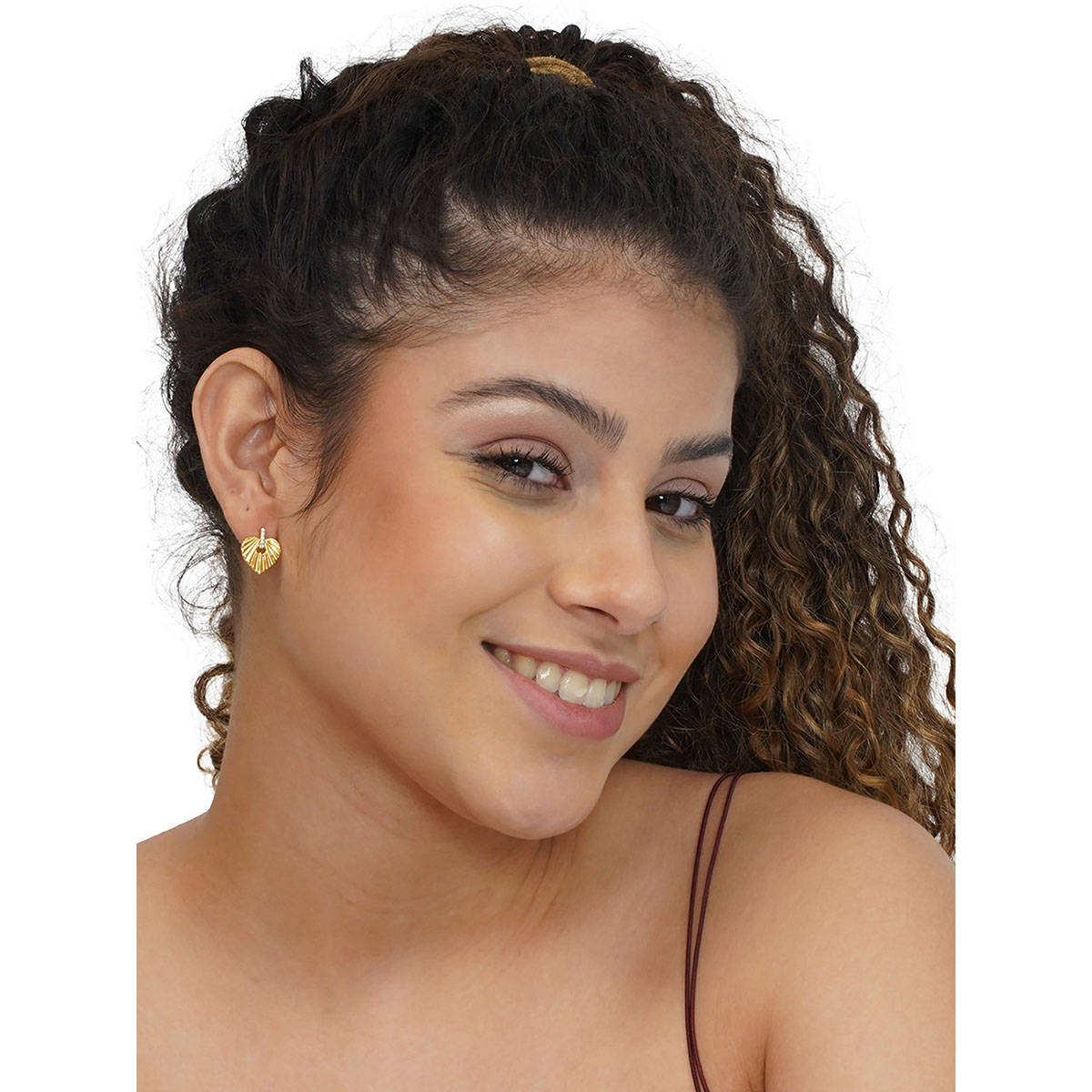 Carlton London White 18K Gold Plated Stones Earrings
