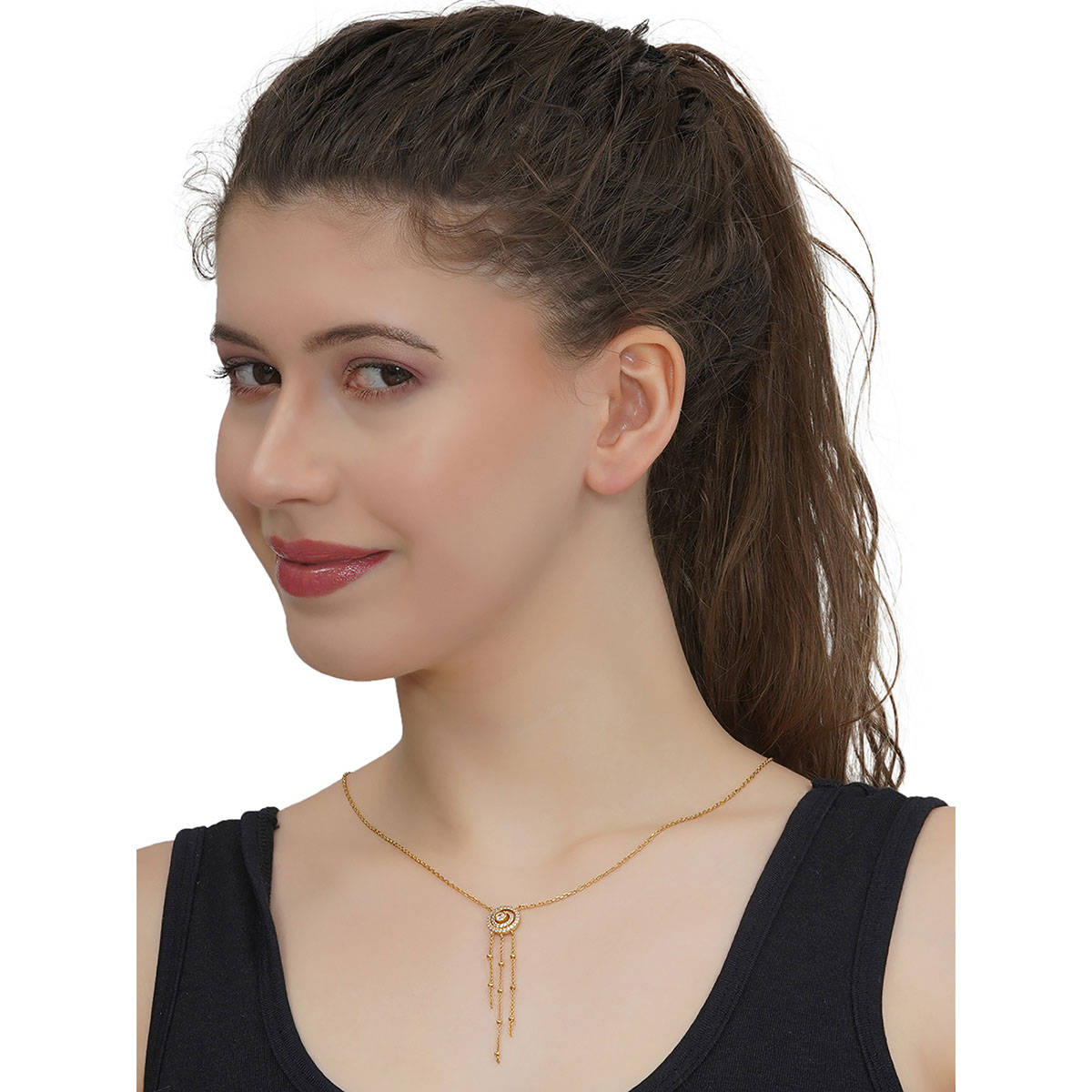 Carlton London White 18K Gold Plated Stones Necklace