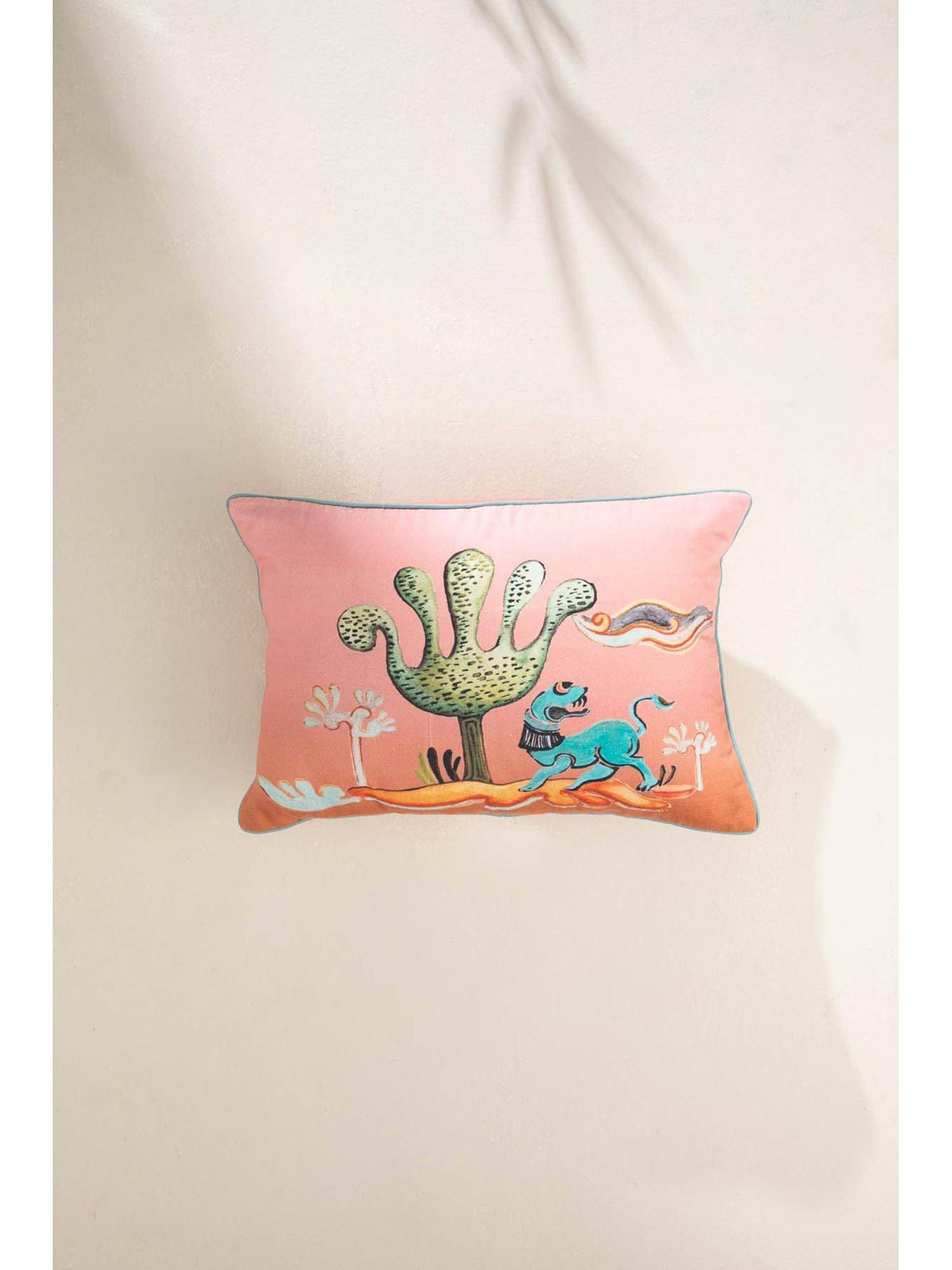 Freedom Tree Amapola Coral Red Rectangular Cushion Cover (14X20 Inches)