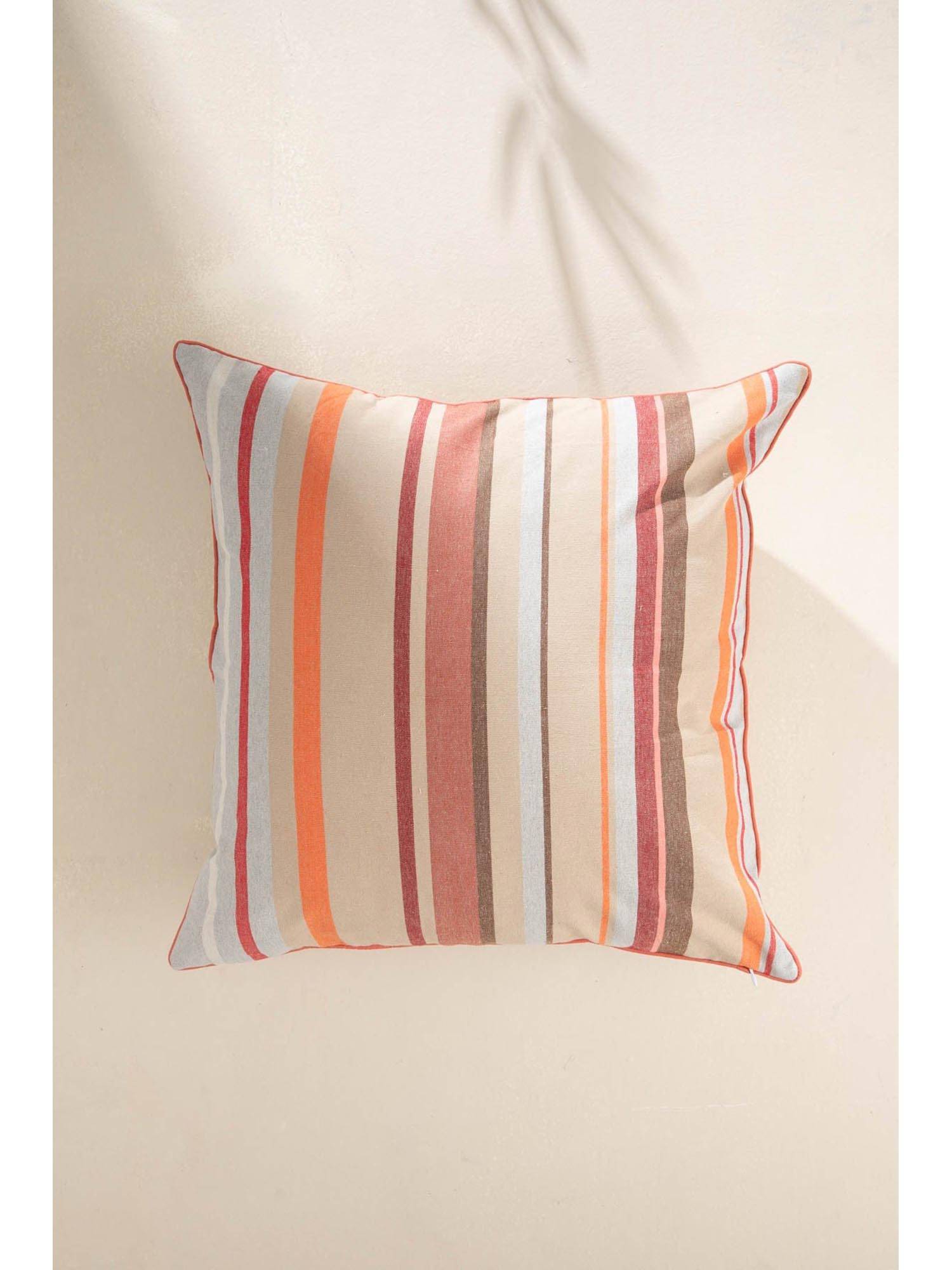 Freedom Tree Casual Horizon Striper Laterite Multi Color Square Cushion Cover (24X24 Inches)