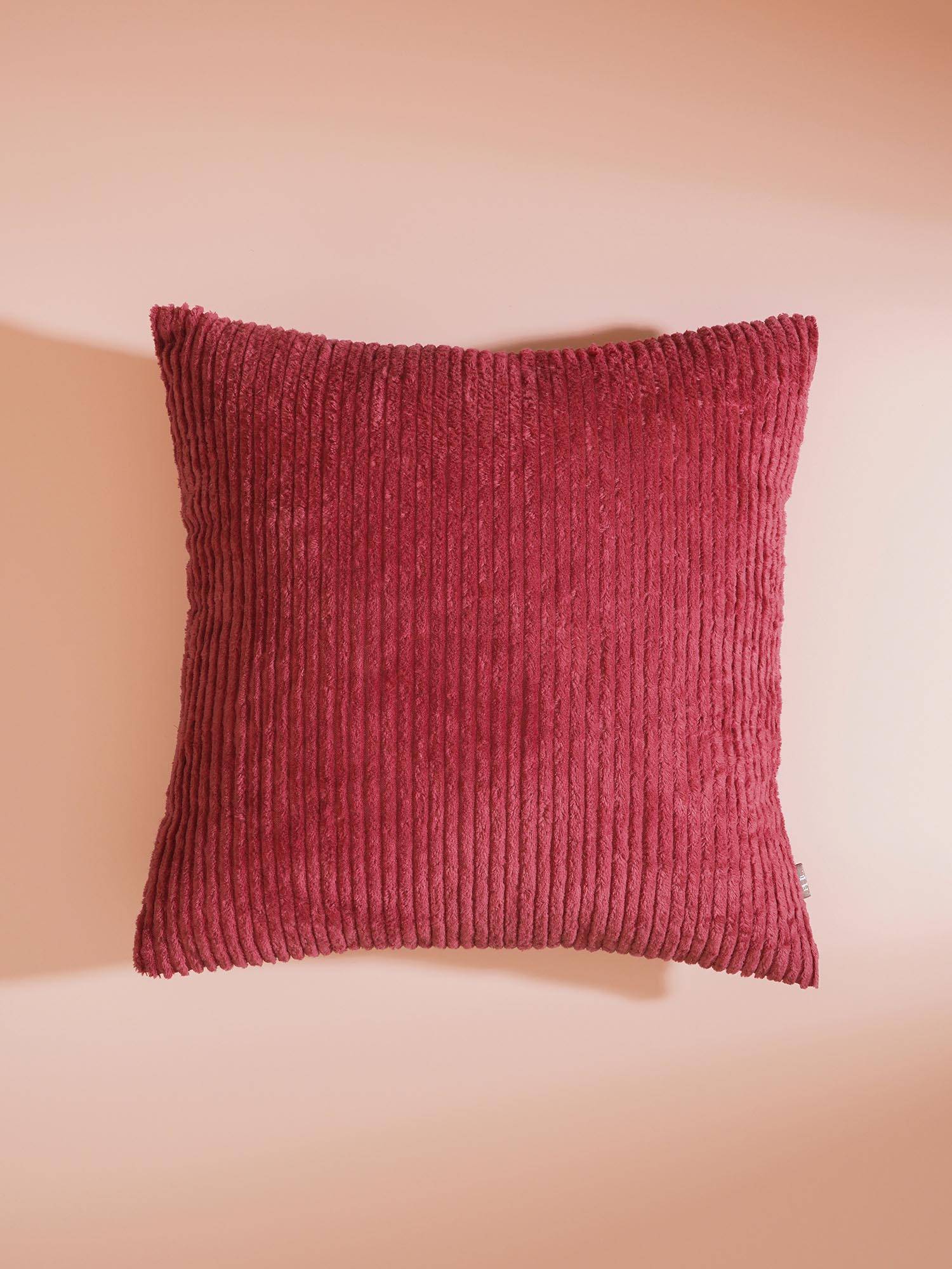 Pure Home + Living Red Textured Cotton Cushion Cover (16X16 Inches)