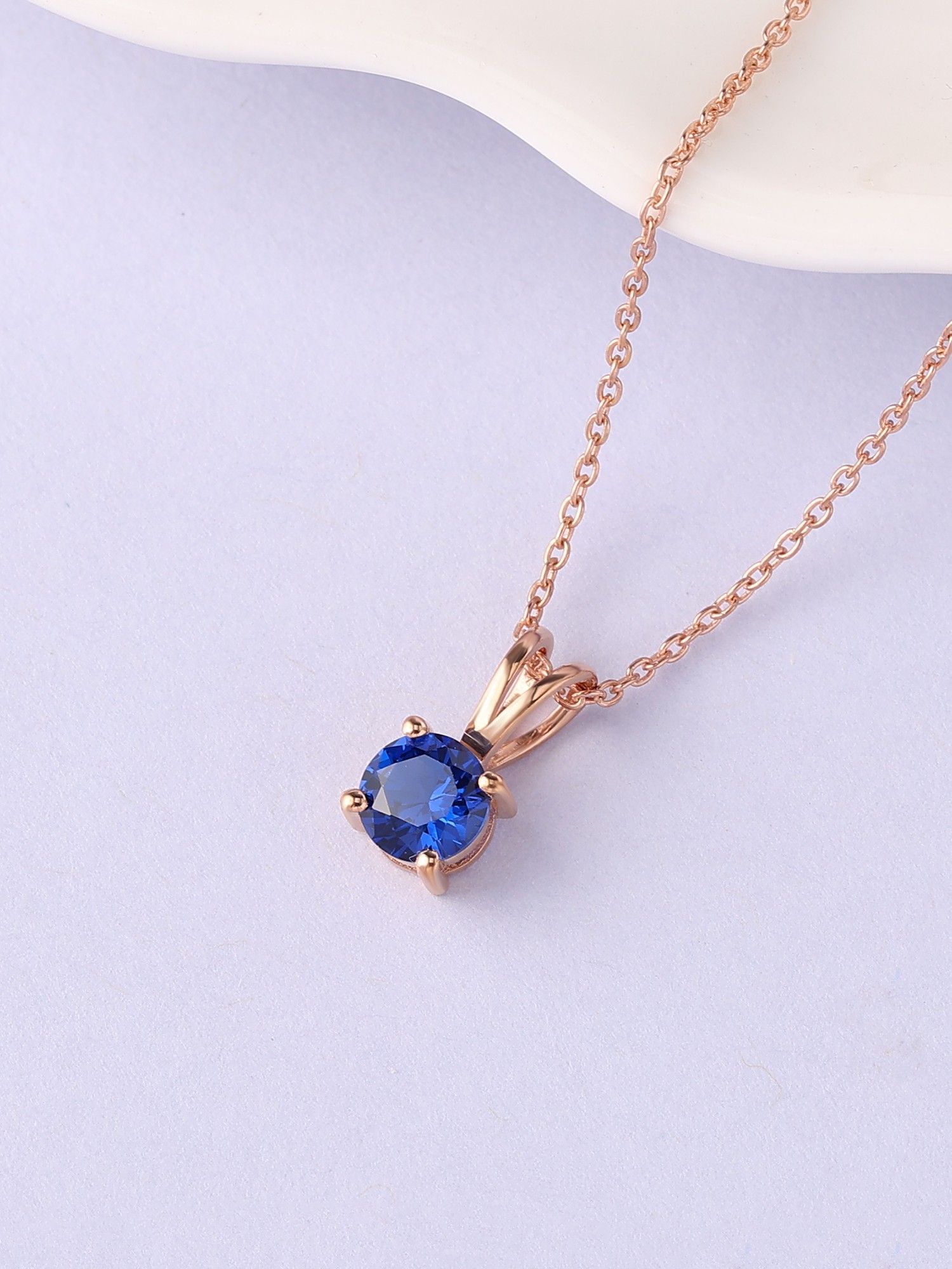 Buy Ornate Jewels 925 Silver Rose Gold 0.5 Carat Blue Sapphire