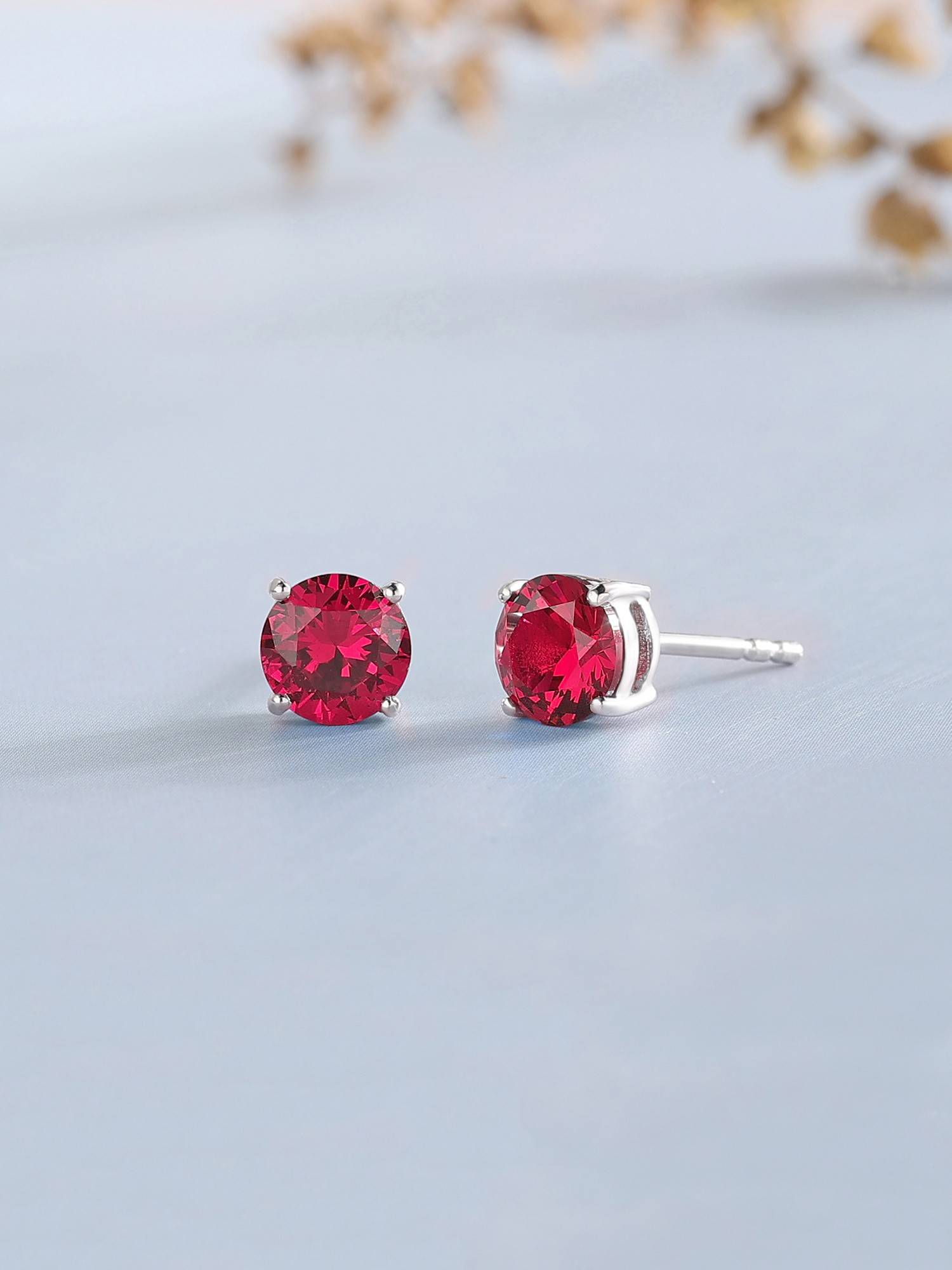 Ornate Jewels 925 Silver 1 Carat Red Ruby Stud Earring for Women & Girls