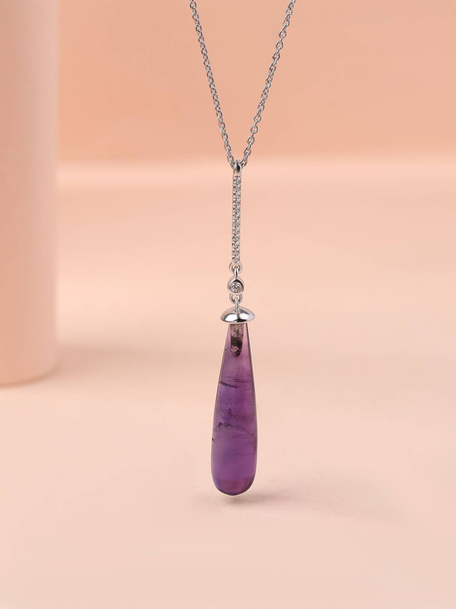 Ornate Jewels 925 Silver Natural Amethyst Healing Pendant with Chain for Women & Girls