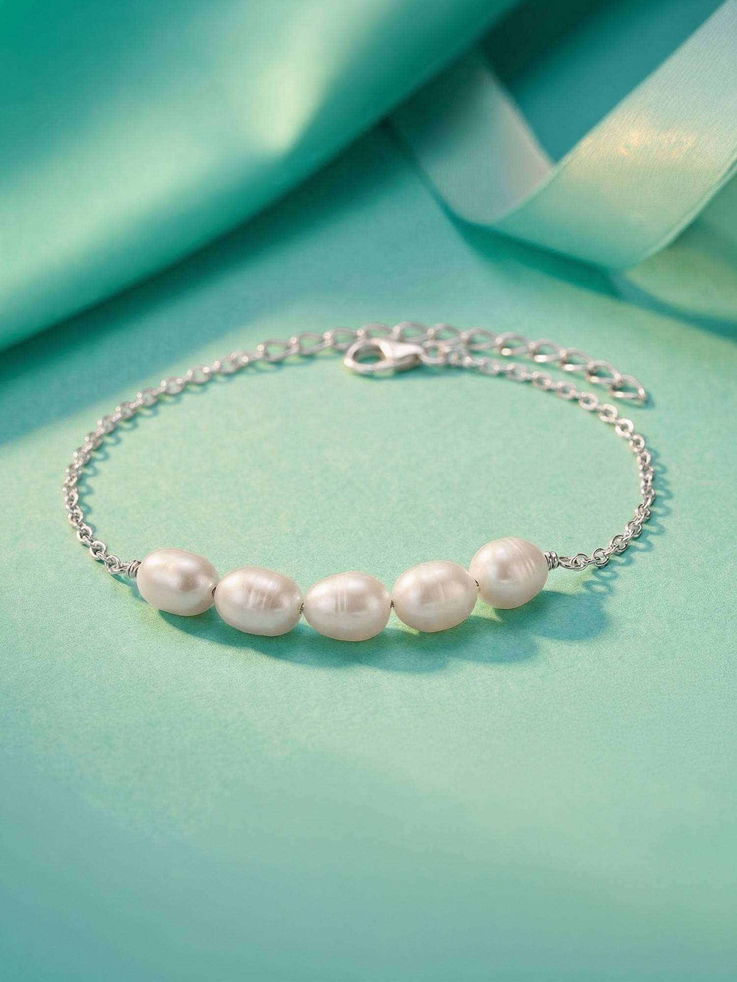 Ornate Jewels 925 Silver Fresh Water Pearl Adjustable Bracelet For Women And Girls