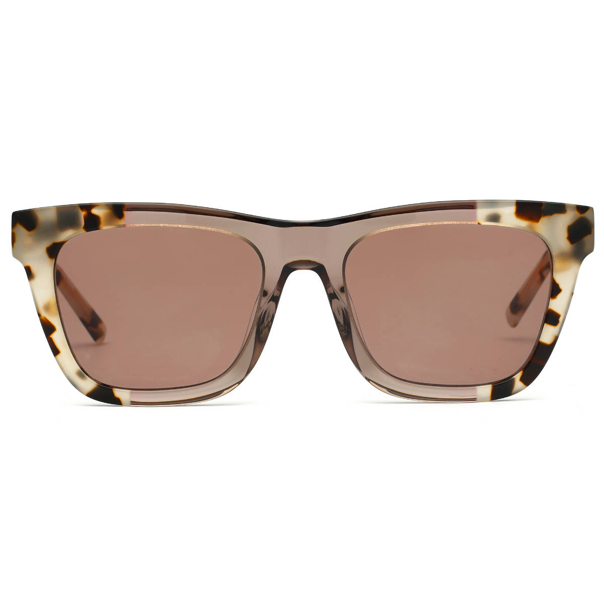 DKNY Brown Gradient Lens Square Sunglass Full Rim Ivory Tortoise Frame (53)