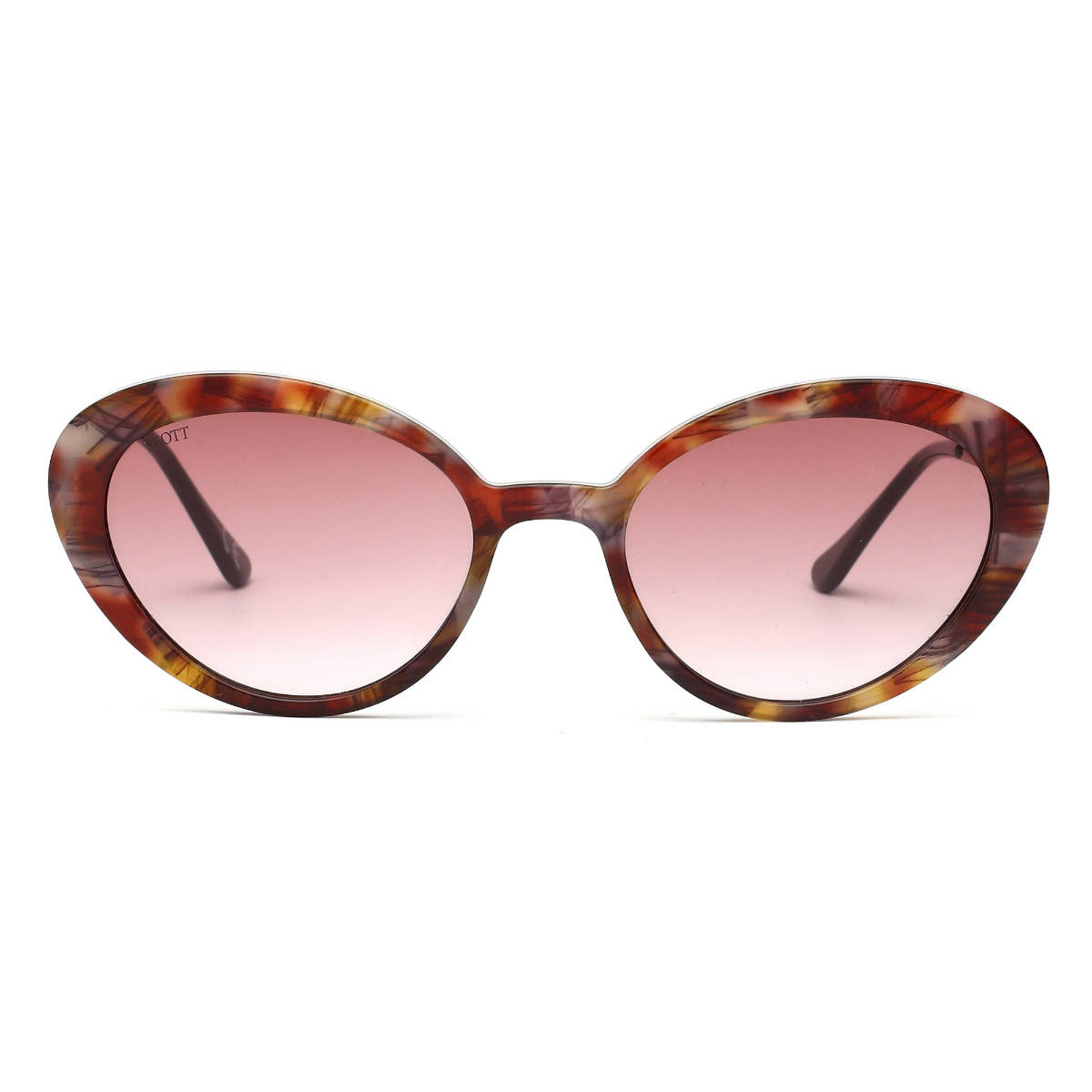 Scott Sunglasses Pink Gradient Lens Cat Eye Sunglass Full Rim Demi Brown Frame (52)