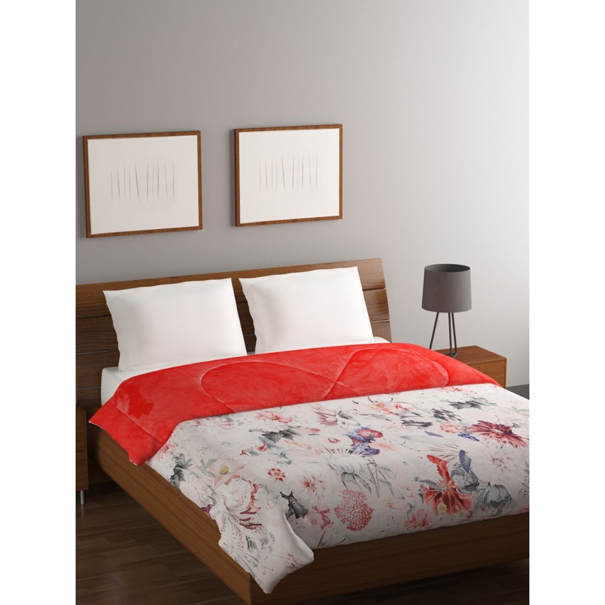 Bombay Dyeing 795 GSM 100 Polyester Pink Entice Double Comforter Buy