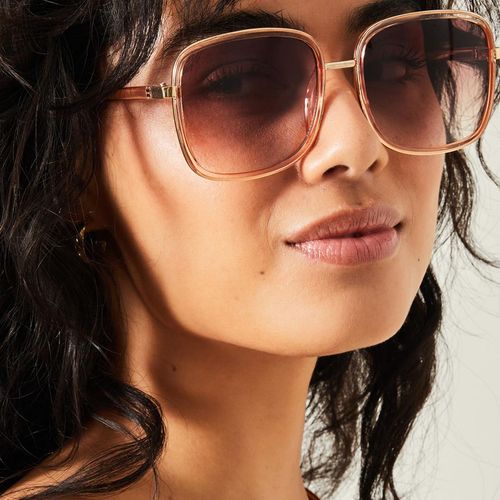 Accessorize London Womens Pink Crystal Metal Square Sunglasses
