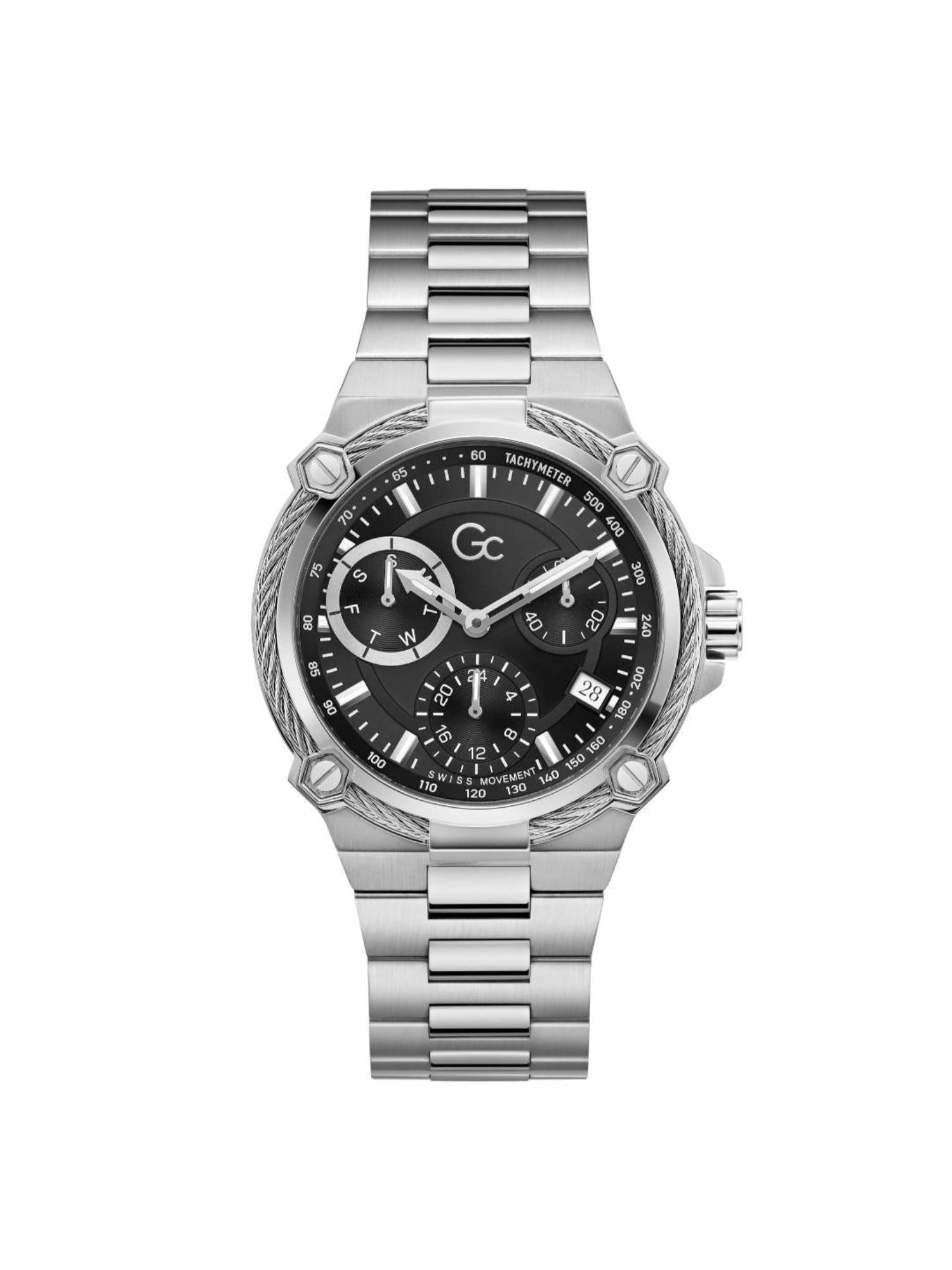 GC Men Black Round Dial Wrist Watch - Y24021G2M (M)