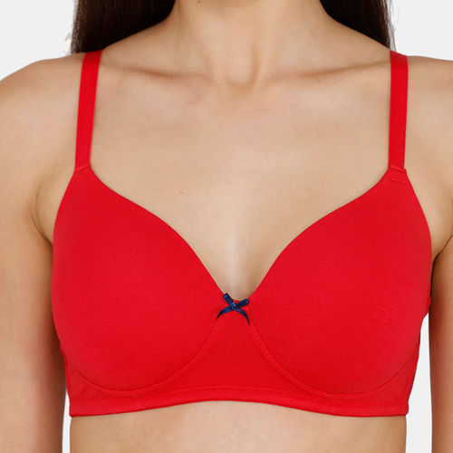 Buy Zivame Modern Grounds Padded Non Wired 3/4th Coverage T-shirt Bra - Red  Online