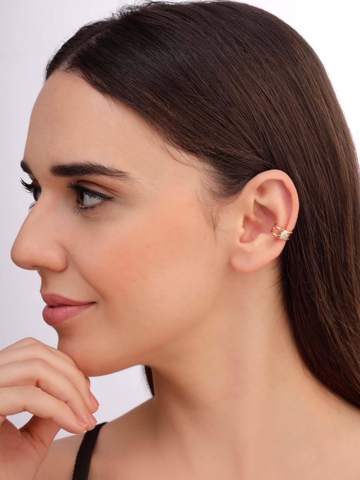 Carlton London Women 18K Gold Plated Cz Stone Ear Cuff