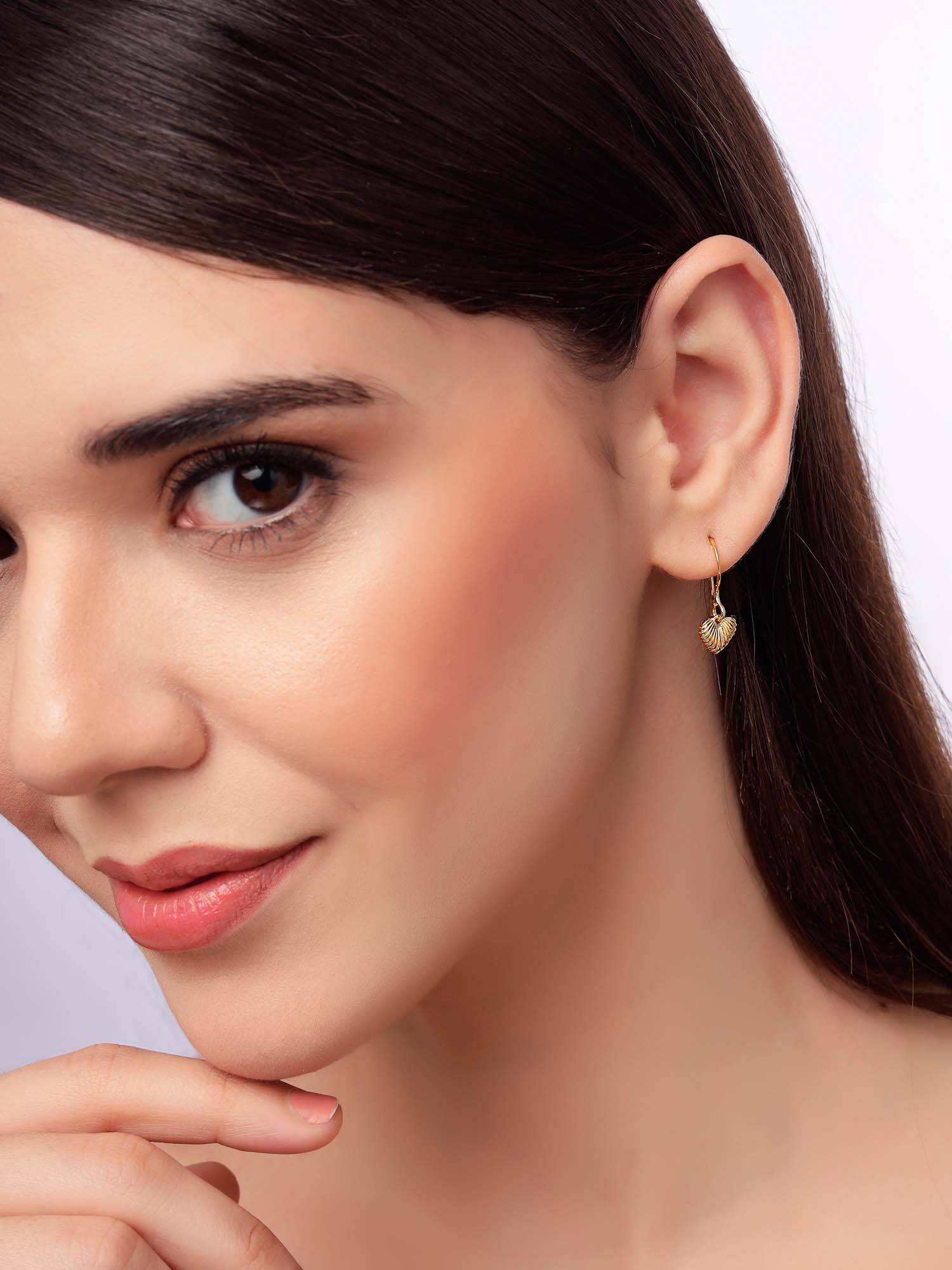 Carlton London Women 18K Gold Plated Dangling Heart Drop Earrings