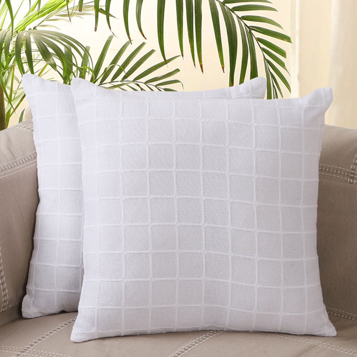 Jamio FIrati White Set Of 2 Geometric Square Cushion Covers Buy Jamio