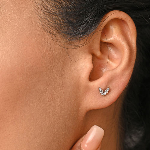 Buy CLARA 925 Silver Minimal Daily Wear Small V Studs Earrings for