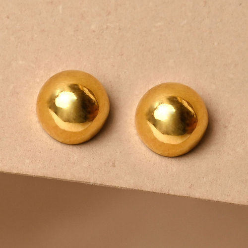 CLARA 925 Silver Gold Plated Golden Ball Minimal Daily Wear Studs Earrings  for Women Girls