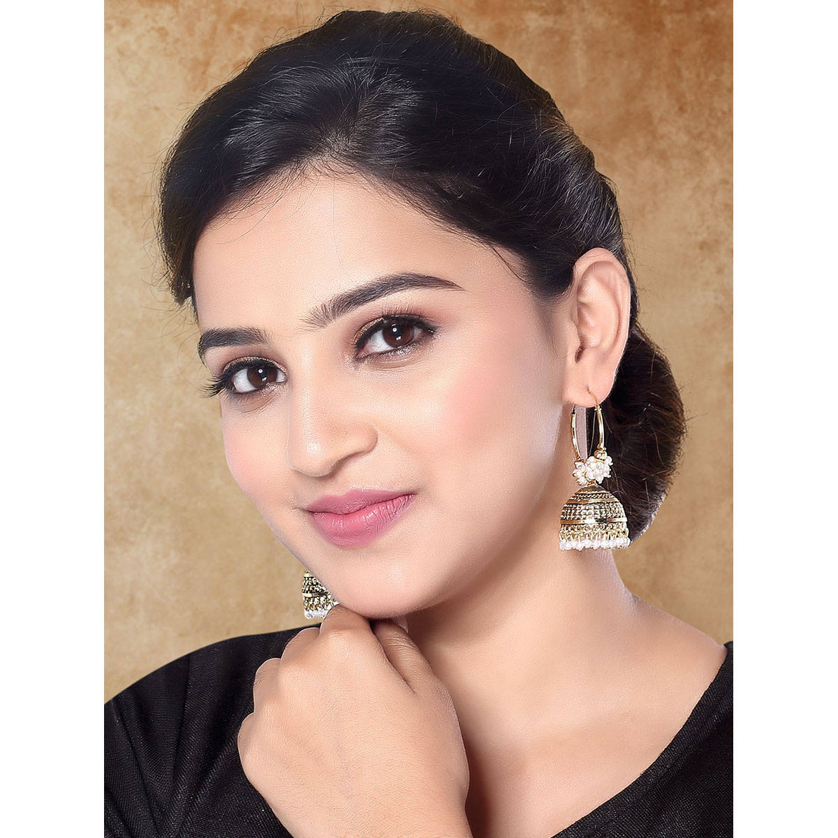 I Jewels Gold Plated Afghani Style Jhumka Earrings for Women