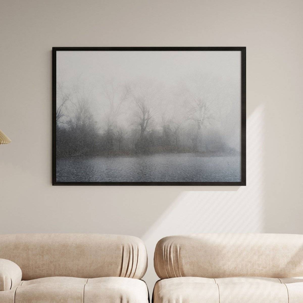 ARTCREST Misty Landscape Large Painting Black Box Framed Canvas Wall Art Painting