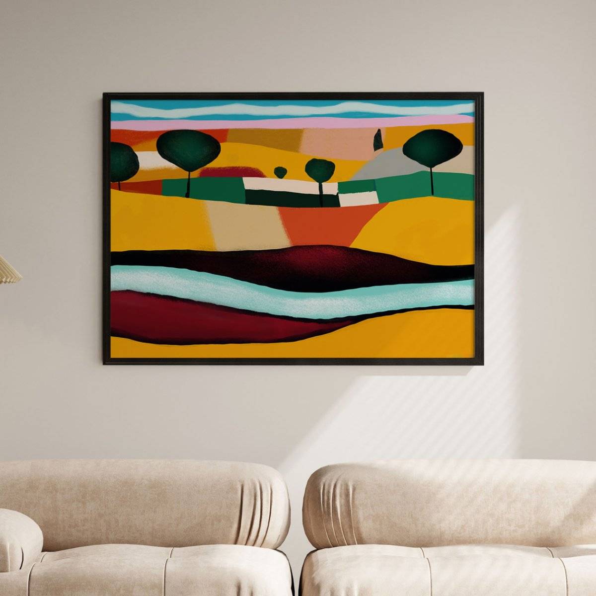 ARTCREST Painting of Riverruns Large Painting Black Box Framed Canvas Wall Art Painting
