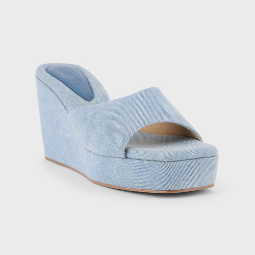 Buy MIXT by Nykaa Fashion Blue Denim Square Toe Slip On Wedges Online