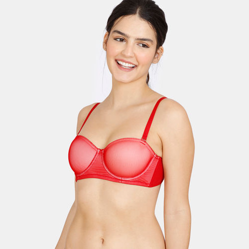 Zivame Abstract Colourplay Mesh Padded Wired 3/4th Coverage Strapless Bra -  Seaport