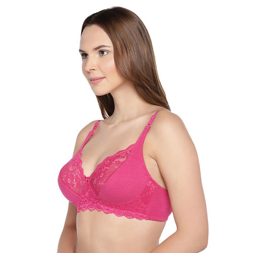 Buy Inner Sense Organic Cotton Antimicrobial Laced non-Padded Bra - Pink  Online