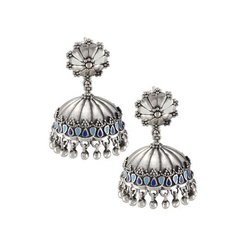 Tribe Amrapali Sterling Silver Enamel Jhumki Earrings